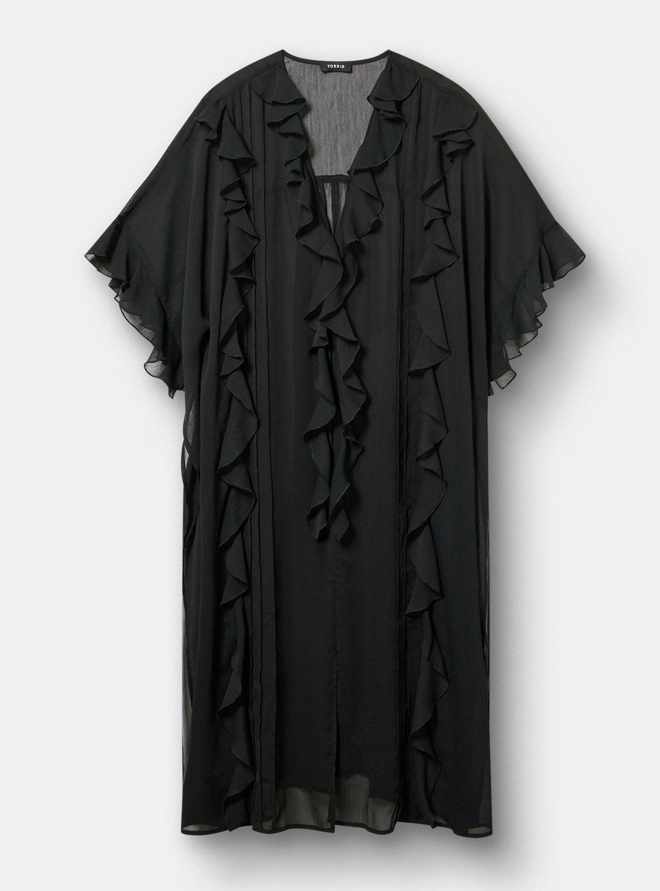 Ruffle Kimono, DEEP BLACK, hi-res