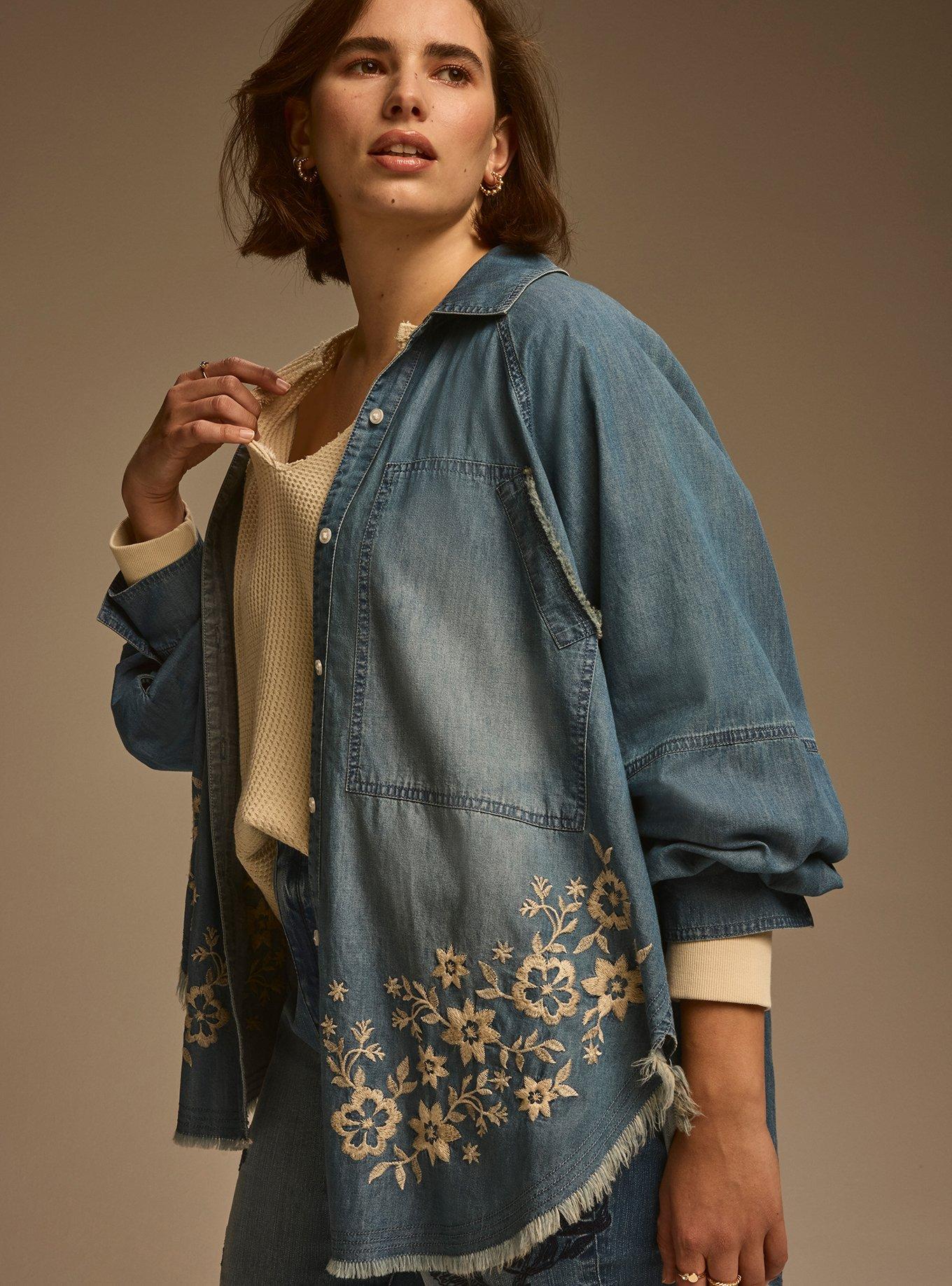 Festi Floral Flocked Relaxed Denim Tunic