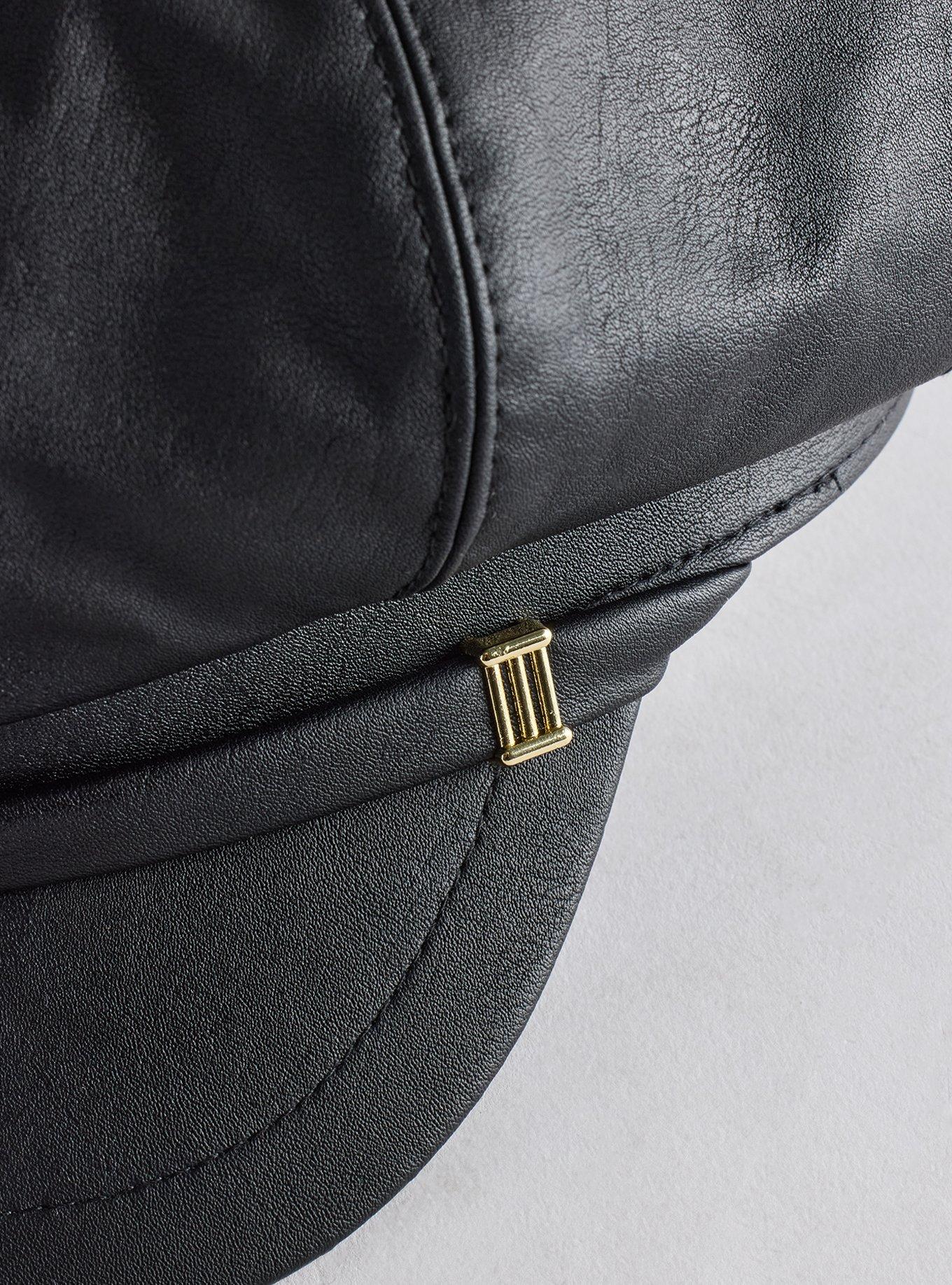 Faux Leather Cabbie Hat, , alternate