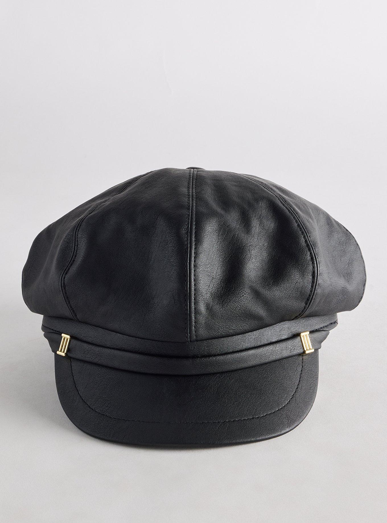 Faux Leather Cabbie Hat, , alternate