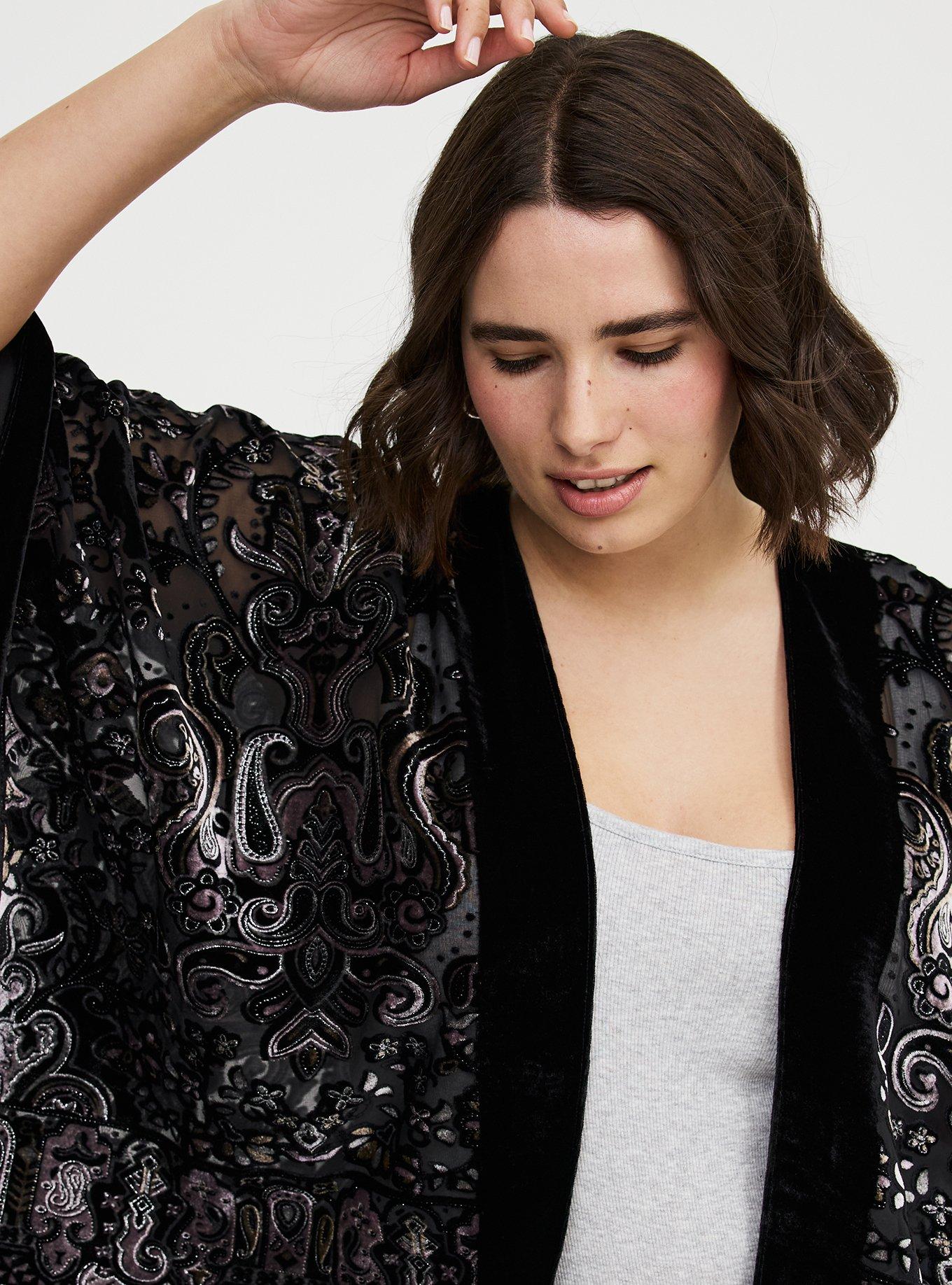 Embellished Burnout Ruana, , alternate