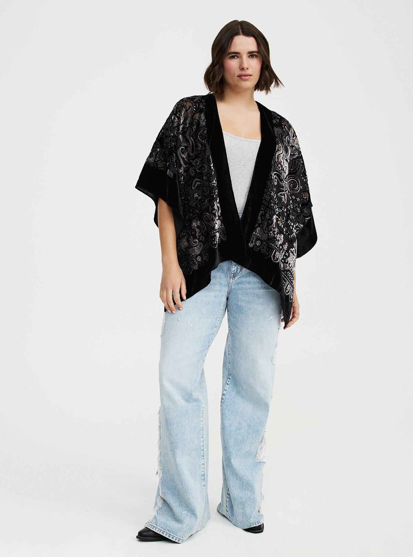 Embellished Burnout Ruana, , alternate