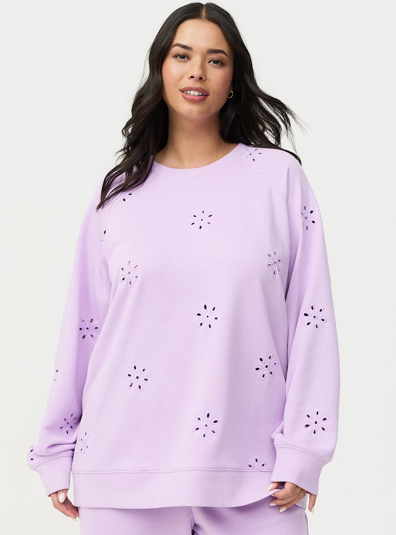 Eyelet Relaxed Sweatshirt, CROCUS PETAL, alternate