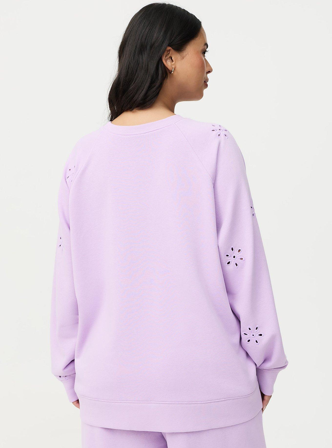 Eyelet Relaxed Sweatshirt, CROCUS PETAL, alternate