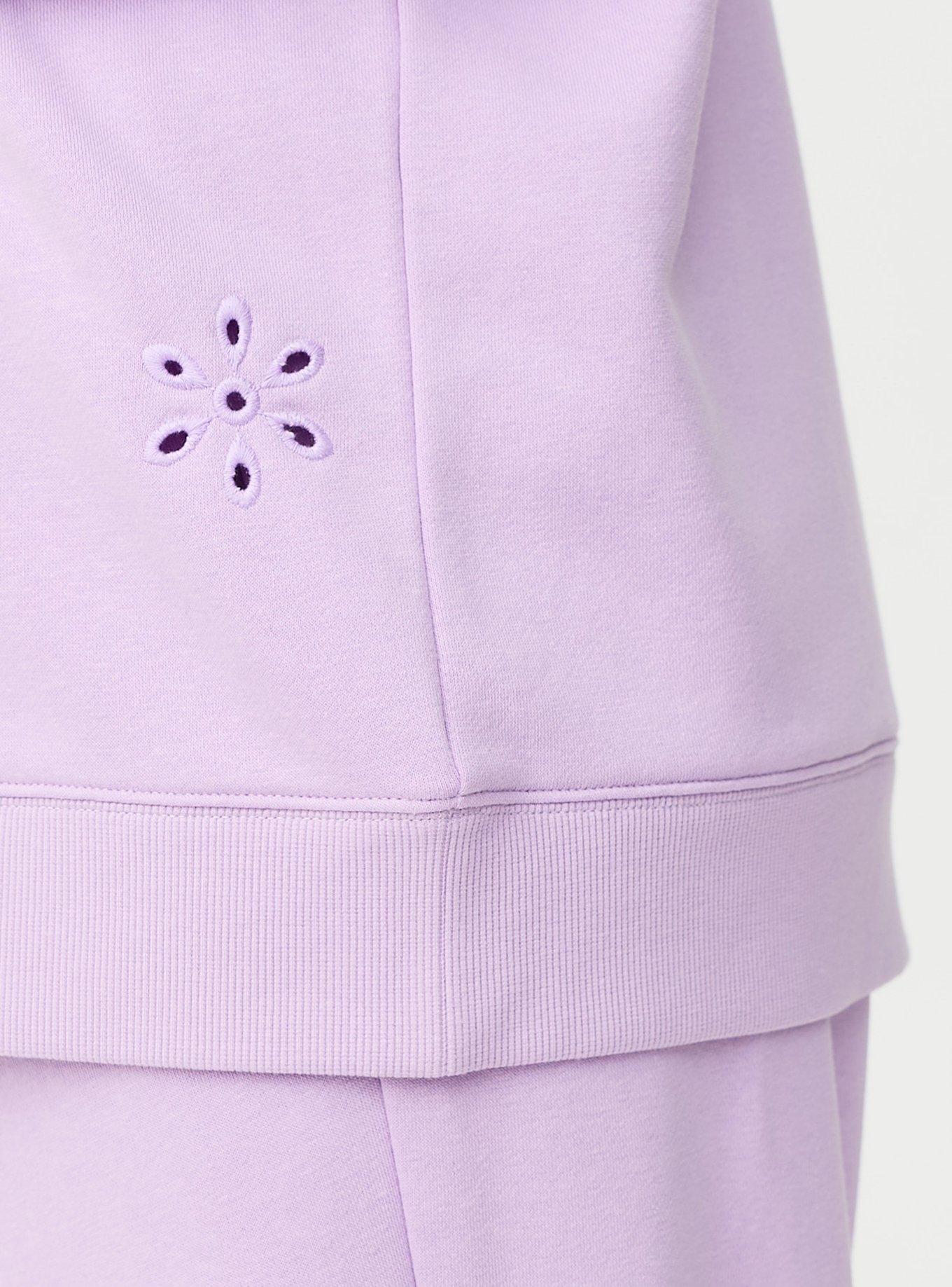 Eyelet Relaxed Sweatshirt, CROCUS PETAL, alternate