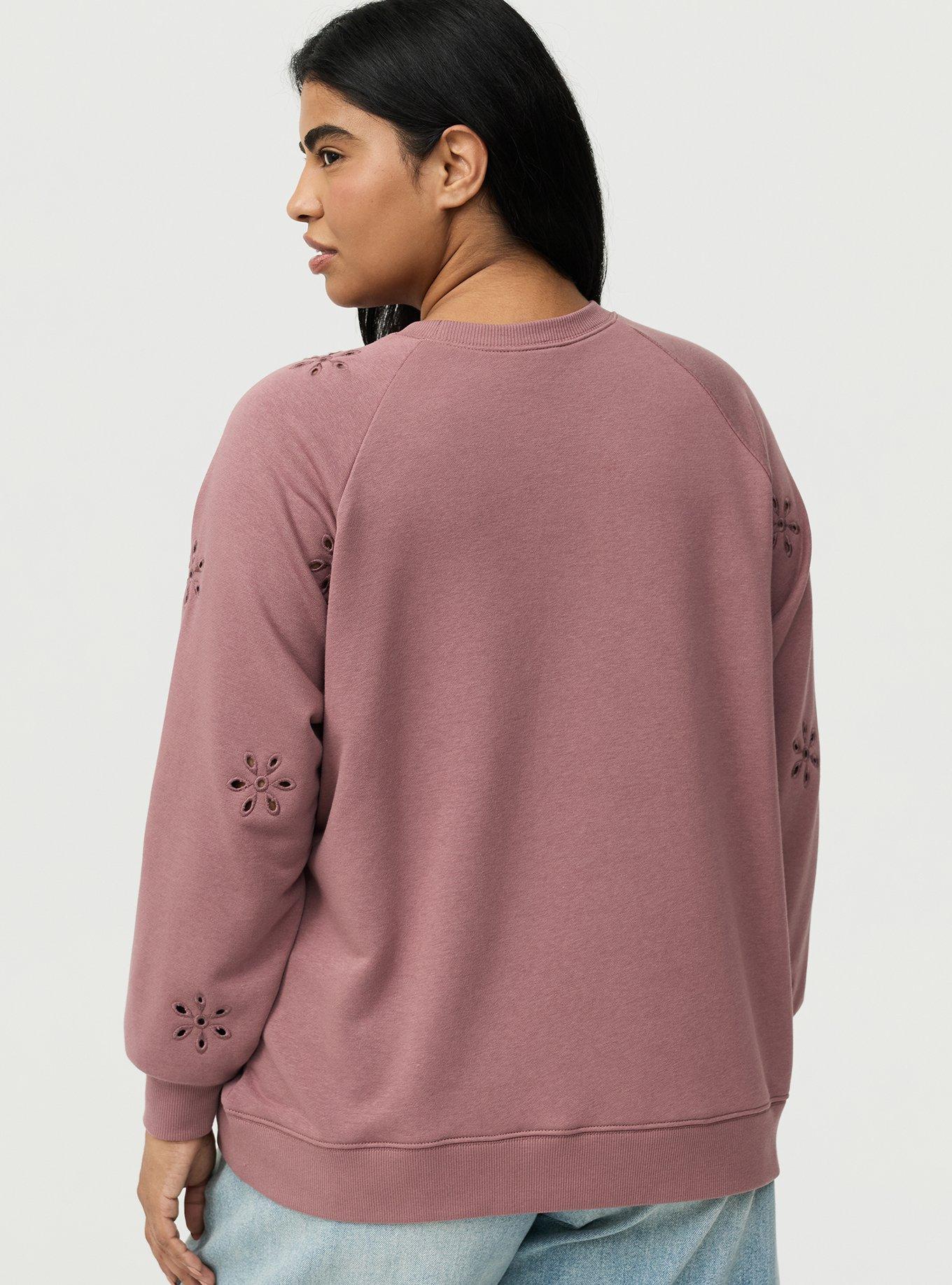 Eyelet Relaxed Sweatshirt, ROSE TAUPE, alternate