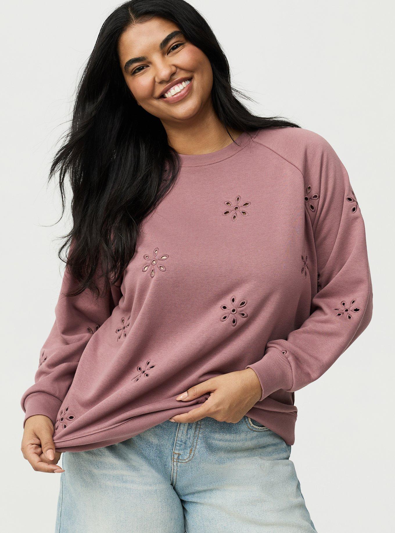 Eyelet Relaxed Sweatshirt, ROSE TAUPE, alternate