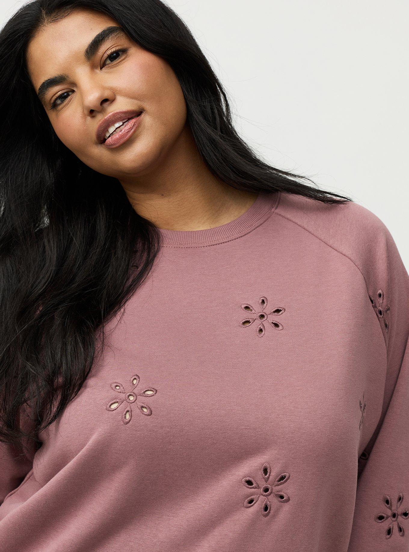 Eyelet Relaxed Sweatshirt, ROSE TAUPE, alternate