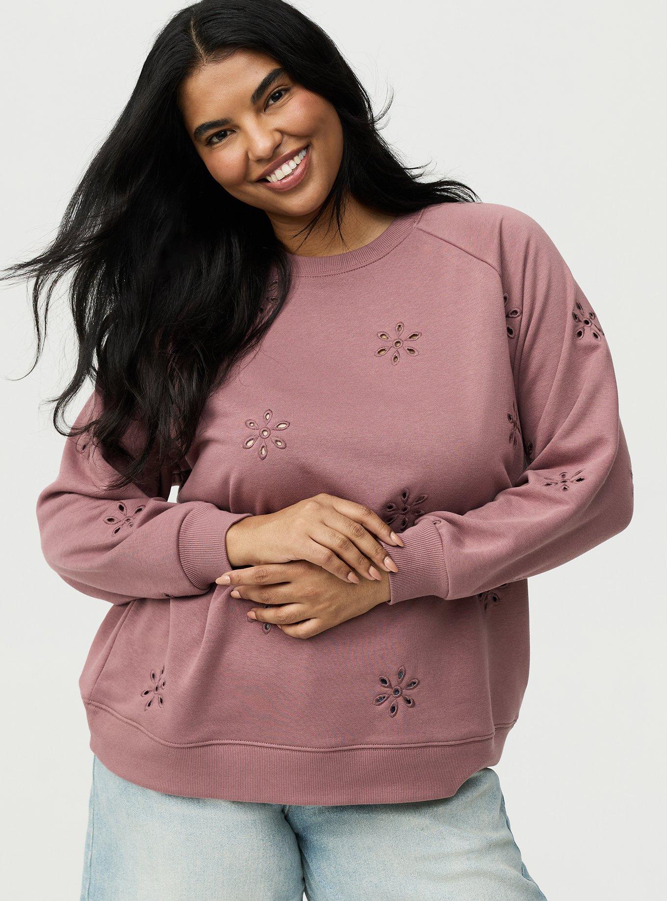 Eyelet Relaxed Sweatshirt, ROSE TAUPE, hi-res