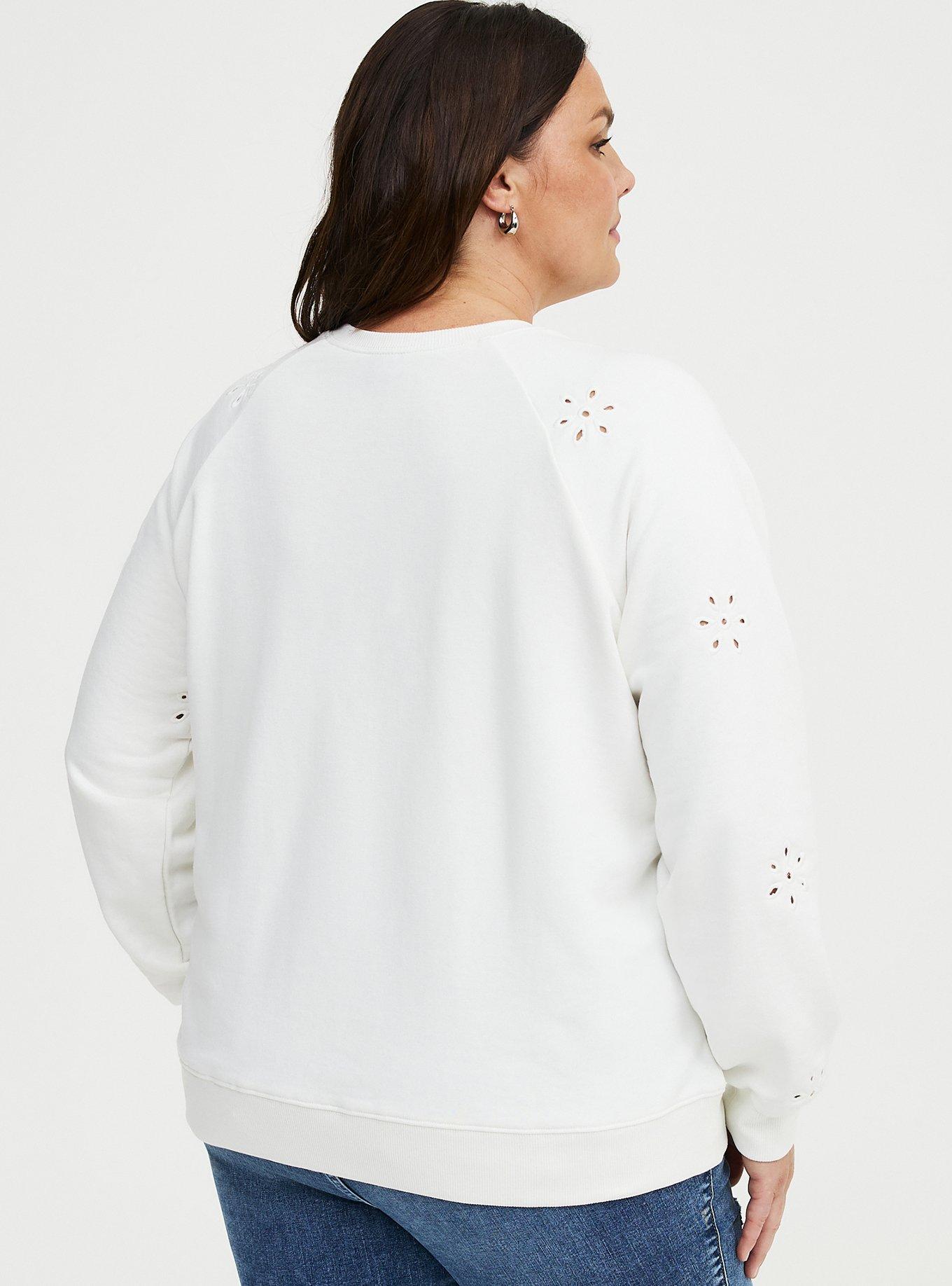 Eyelet Relaxed Sweatshirt, BLANC DE BLANC, alternate