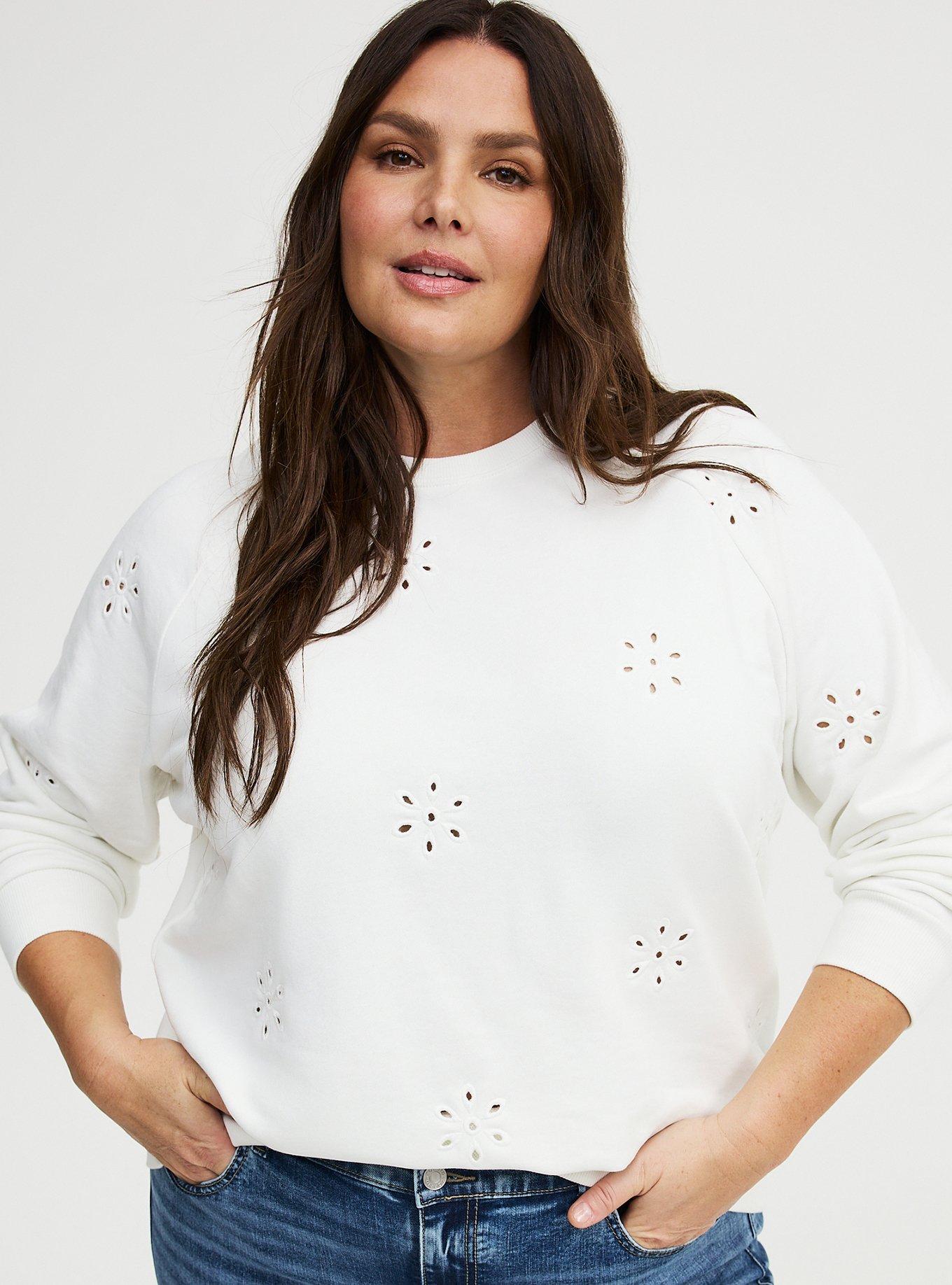 Eyelet Relaxed Sweatshirt, BLANC DE BLANC, hi-res