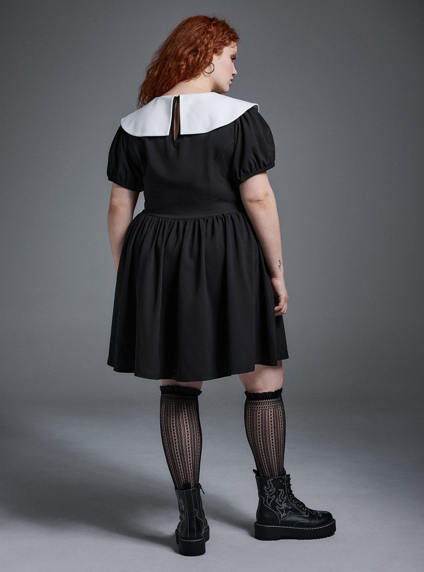 Nightfall Collared Mini Dress, DEEP BLACK, alternate