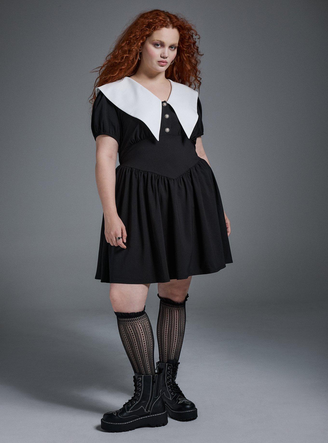 Nightfall Collared Mini Dress, DEEP BLACK, alternate