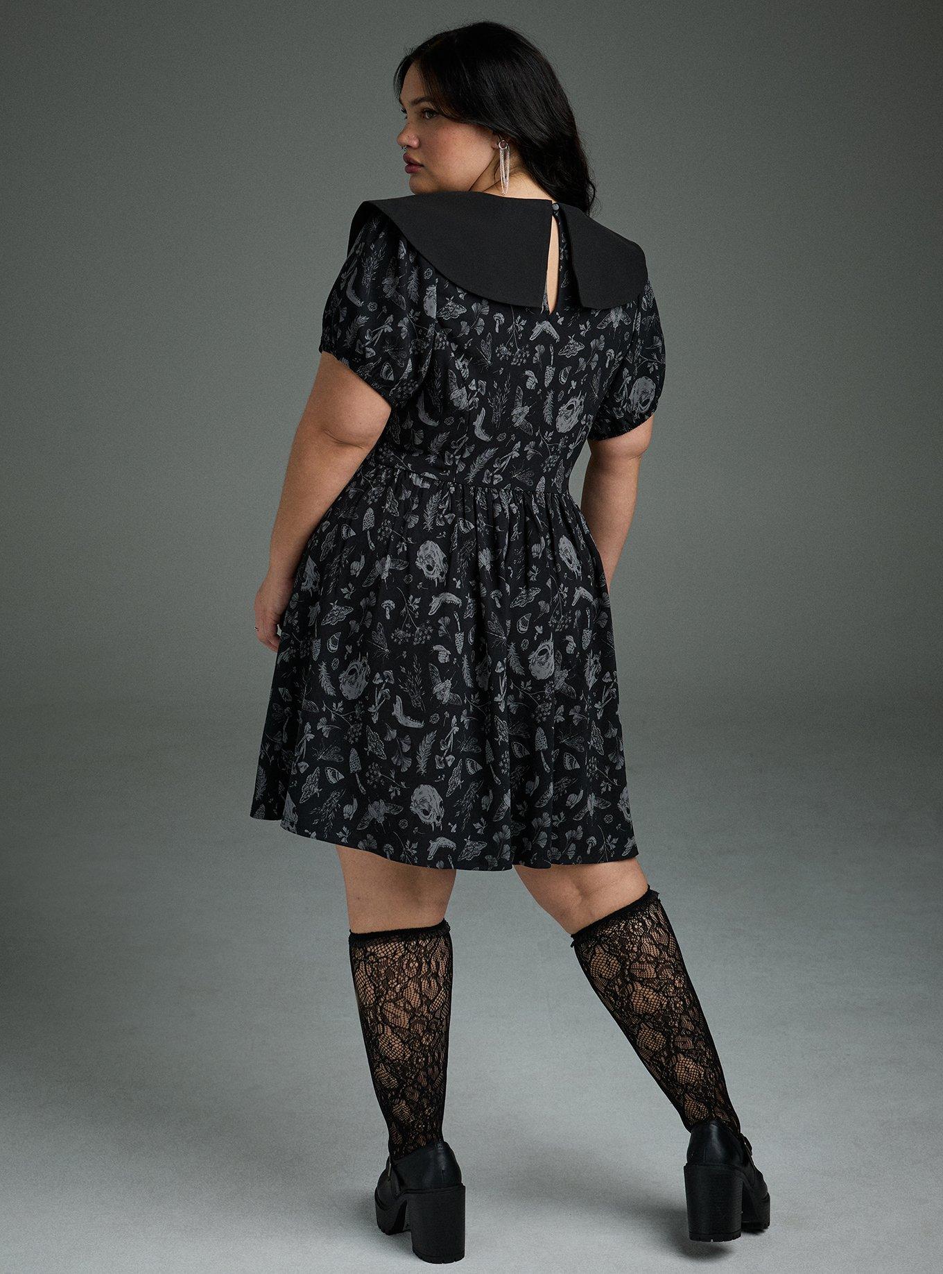 Nightfall Collared Mini Dress, REINCARNATE GARDEN BLACK, alternate