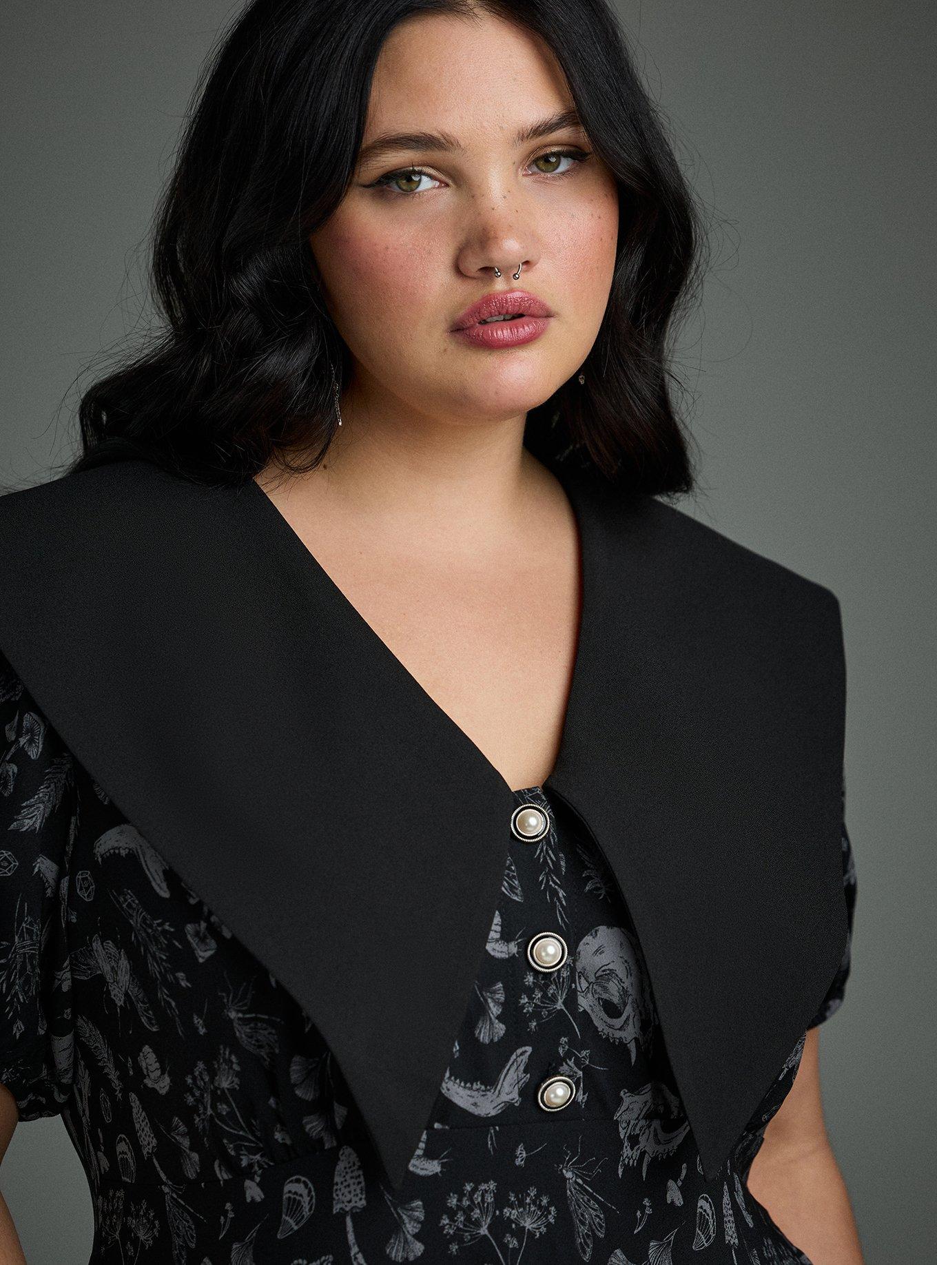 Nightfall Collared Mini Dress, REINCARNATE GARDEN BLACK, alternate