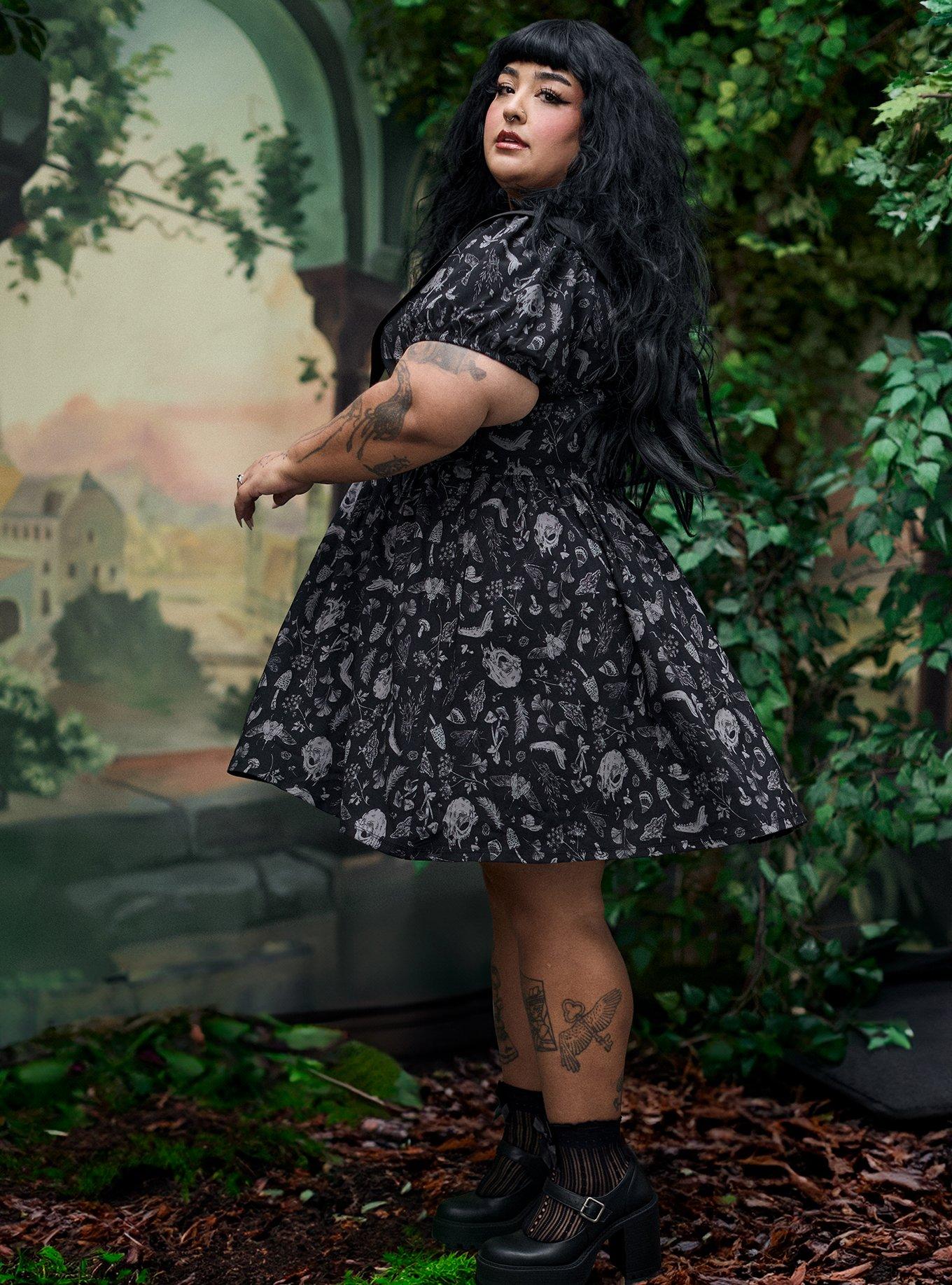 Nightfall Collared Mini Dress, REINCARNATE GARDEN BLACK, alternate