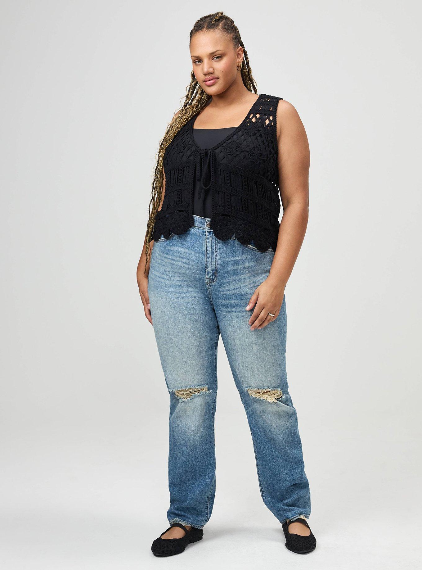 Plus Size High-Rise Straight Jean, FIREBALL, hi-res