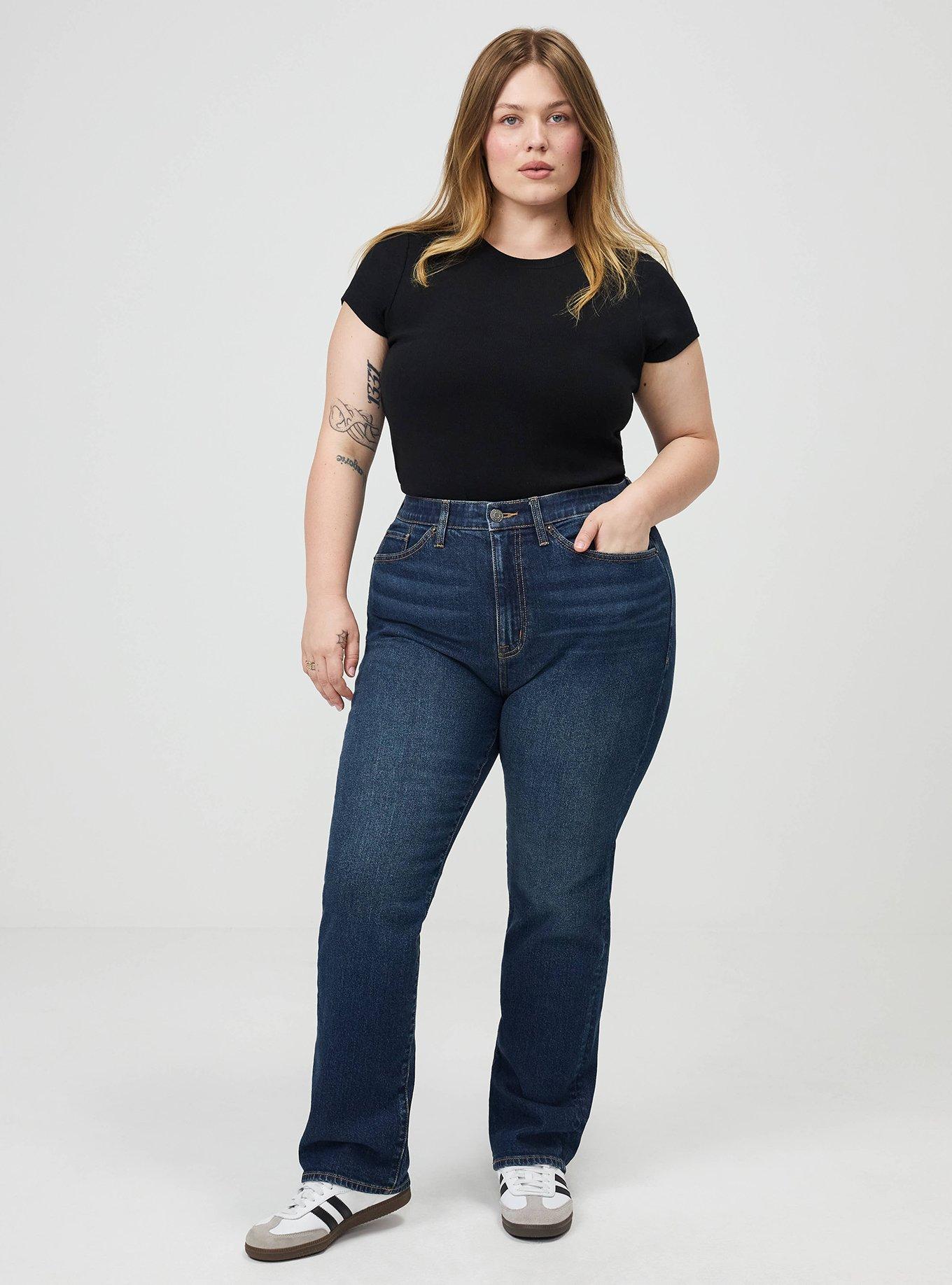 Plus Size High-Rise Straight Jean, MIDNIGHT OIL, hi-res
