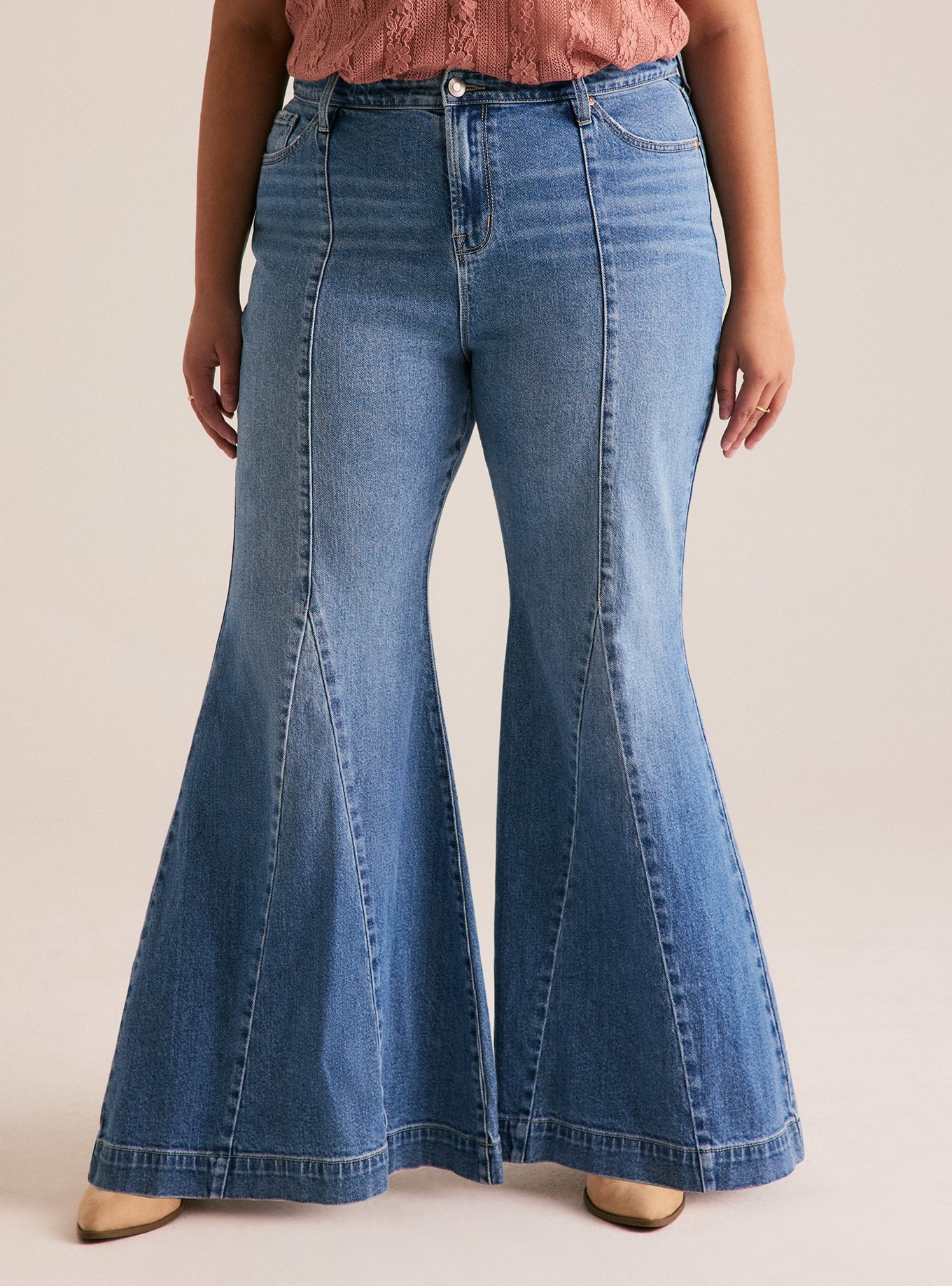 Plus Size - Festi Sky High Super Flare Seamed Jean - Torrid