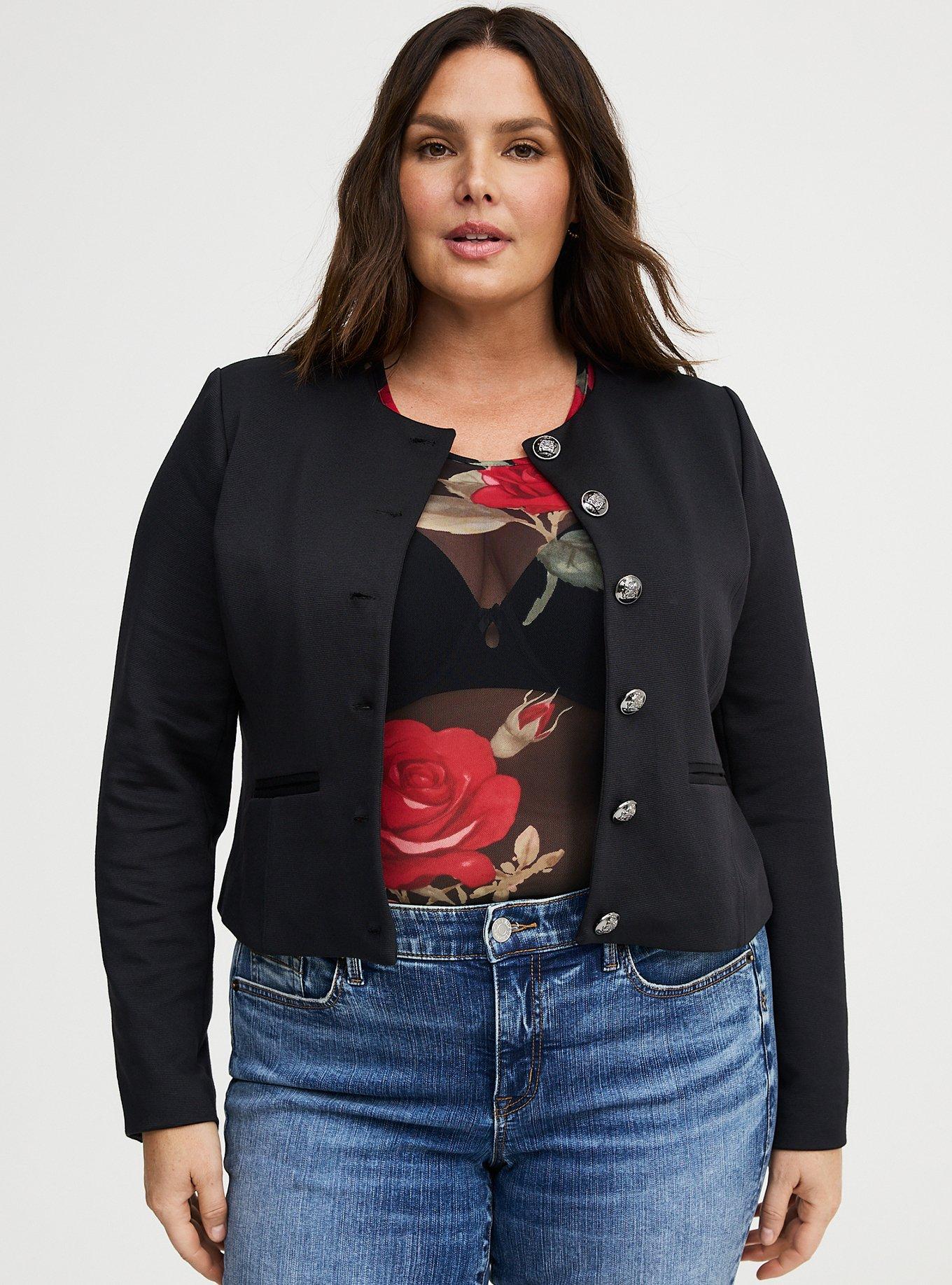 Collarless Lady Jacket, DEEP BLACK, alternate