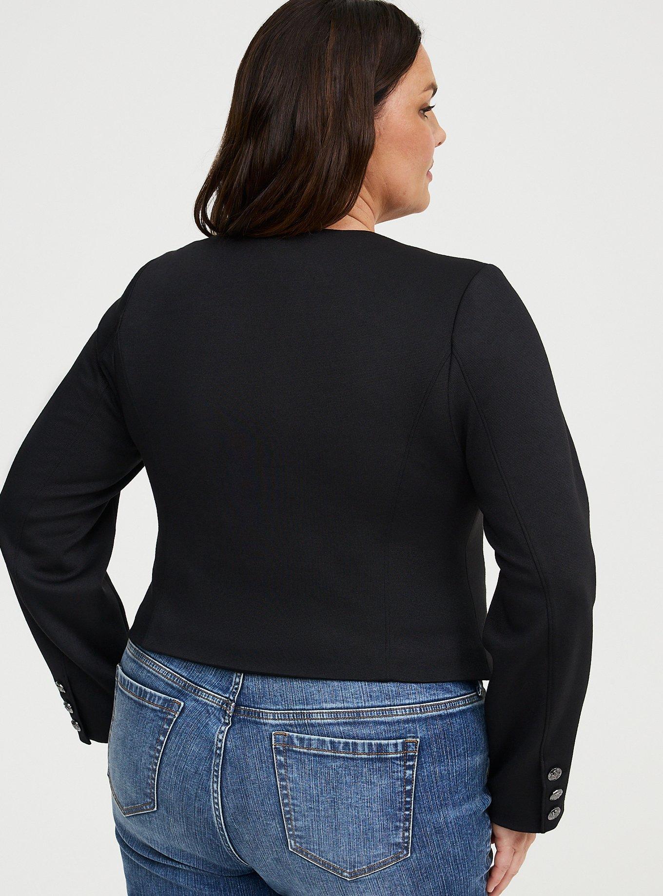 Collarless Lady Jacket, DEEP BLACK, alternate