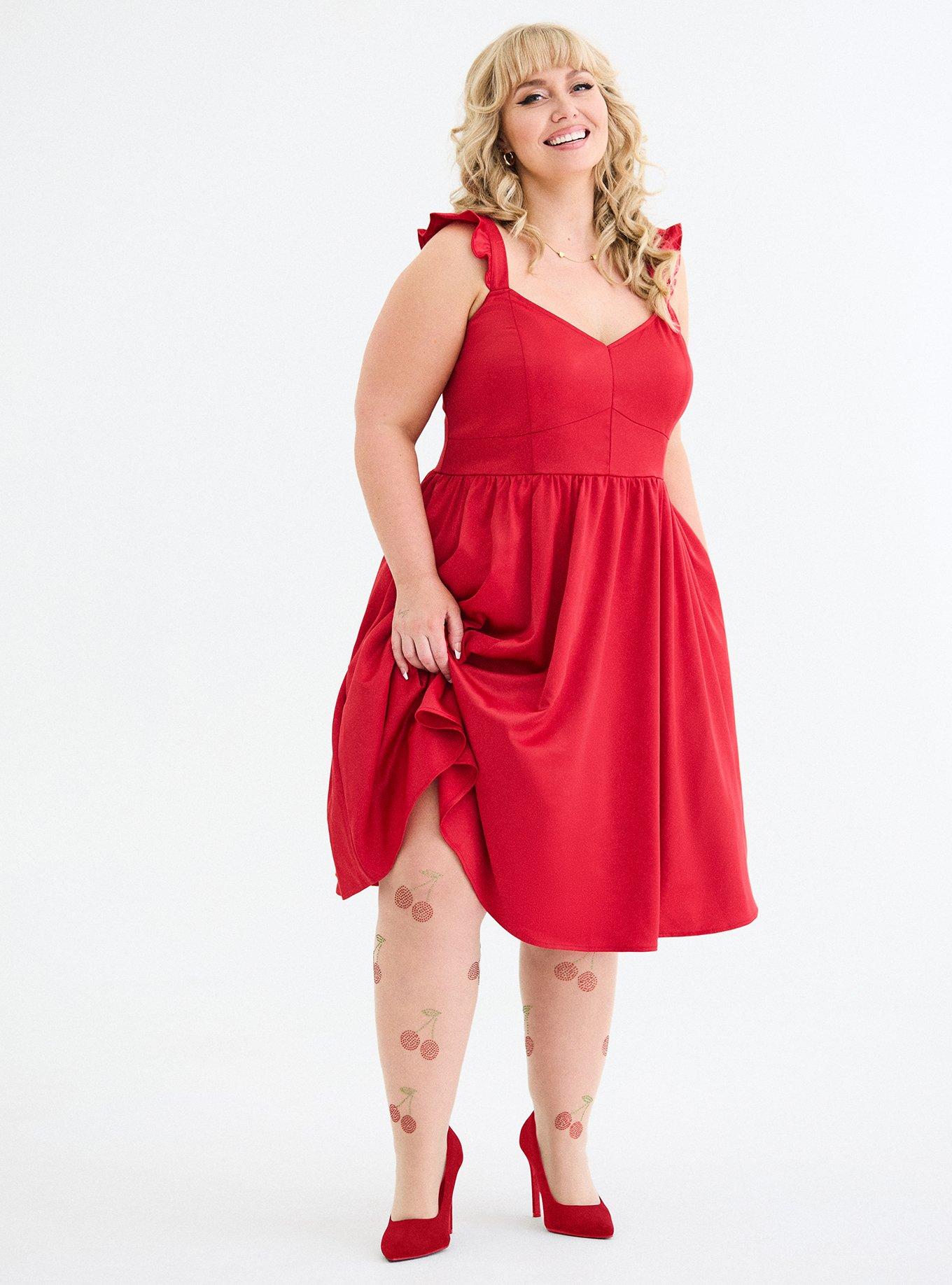 Retro Chic Cherry Rhinestone Tights, CHERRY, alternate