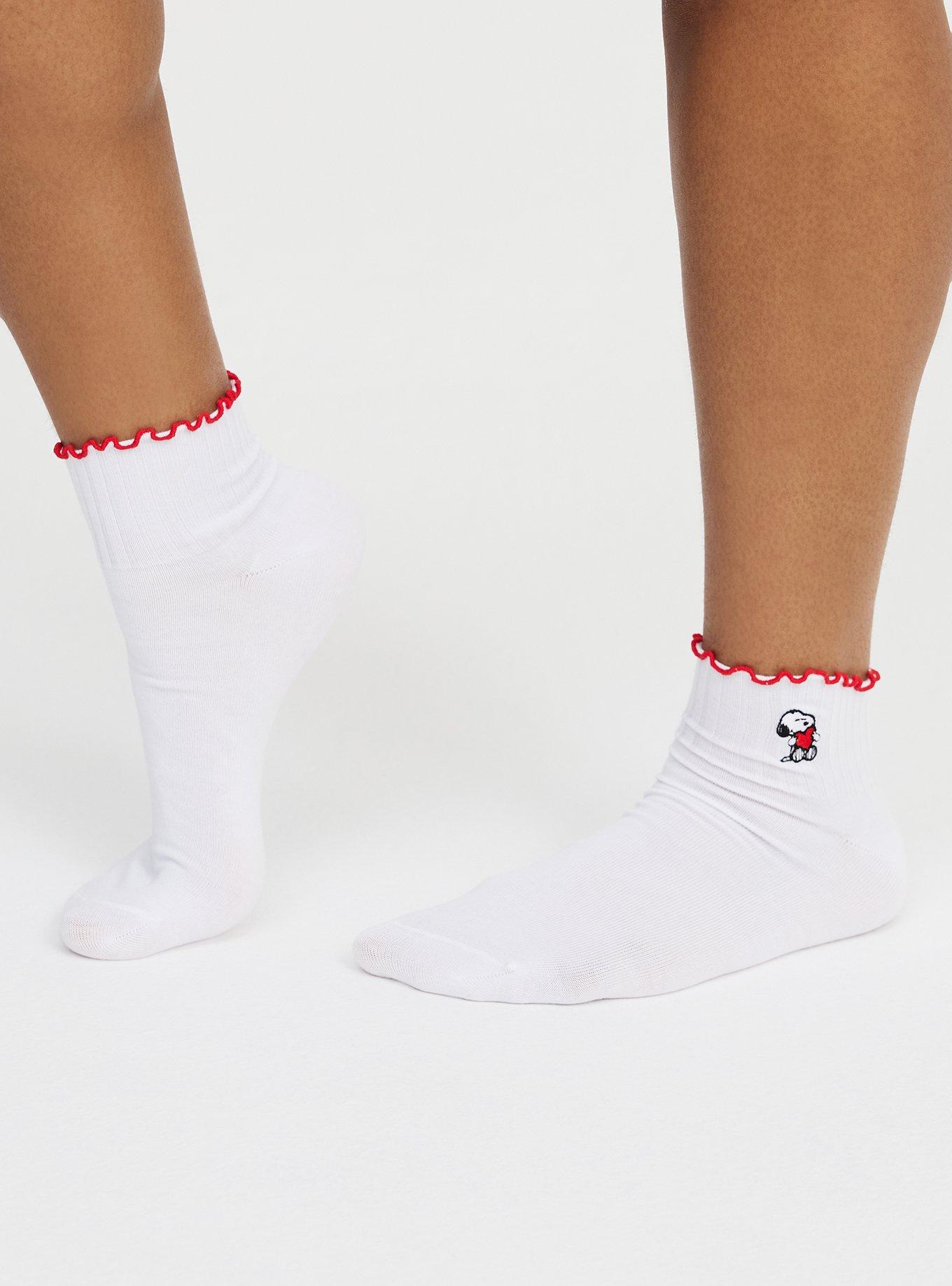 2-Pack Snoopy Ruffle Ankle Socks, MULTI, alternate
