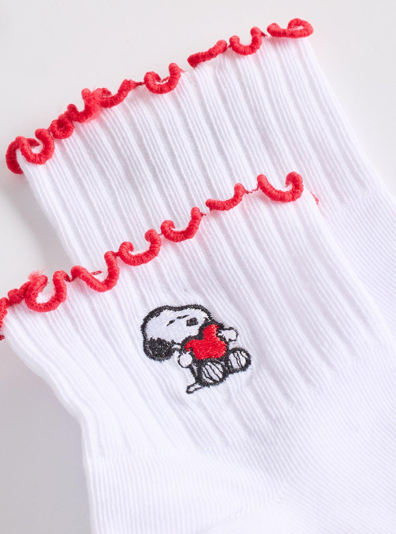 2-Pack Snoopy Ruffle Ankle Socks, MULTI, alternate