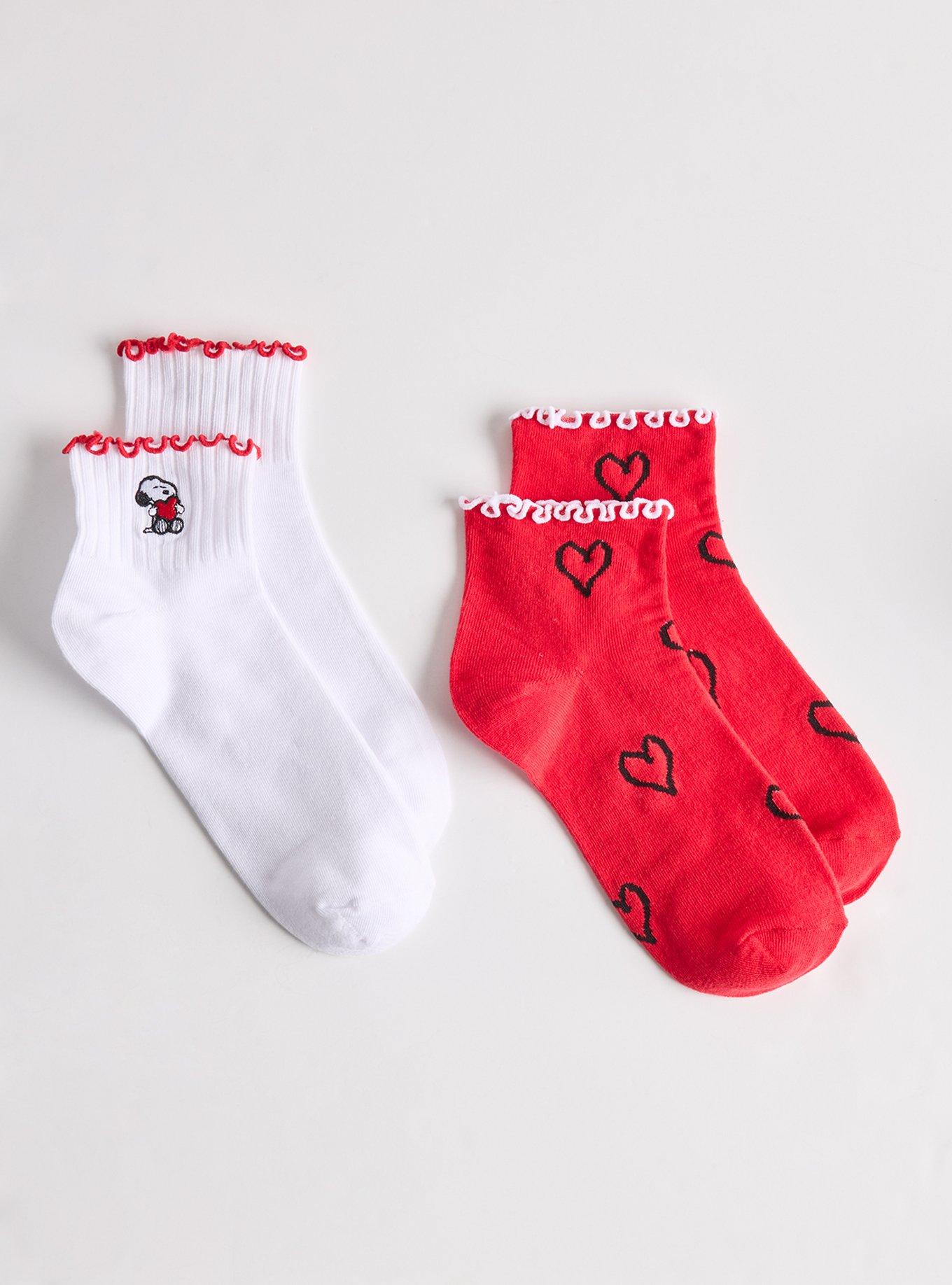 2-Pack Snoopy Ruffle Ankle Socks, MULTI, hi-res