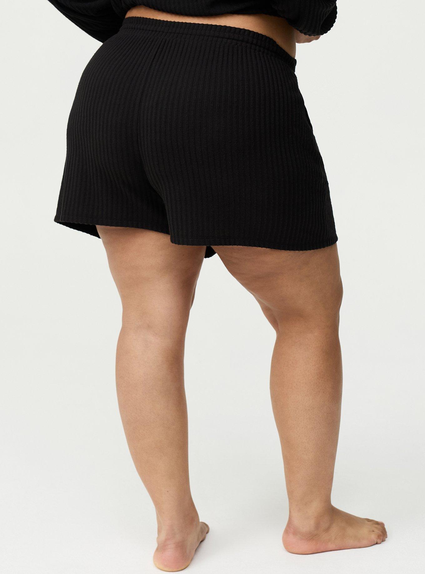 Super Soft Plush Rib Lounge Short, DEEP BLACK, alternate