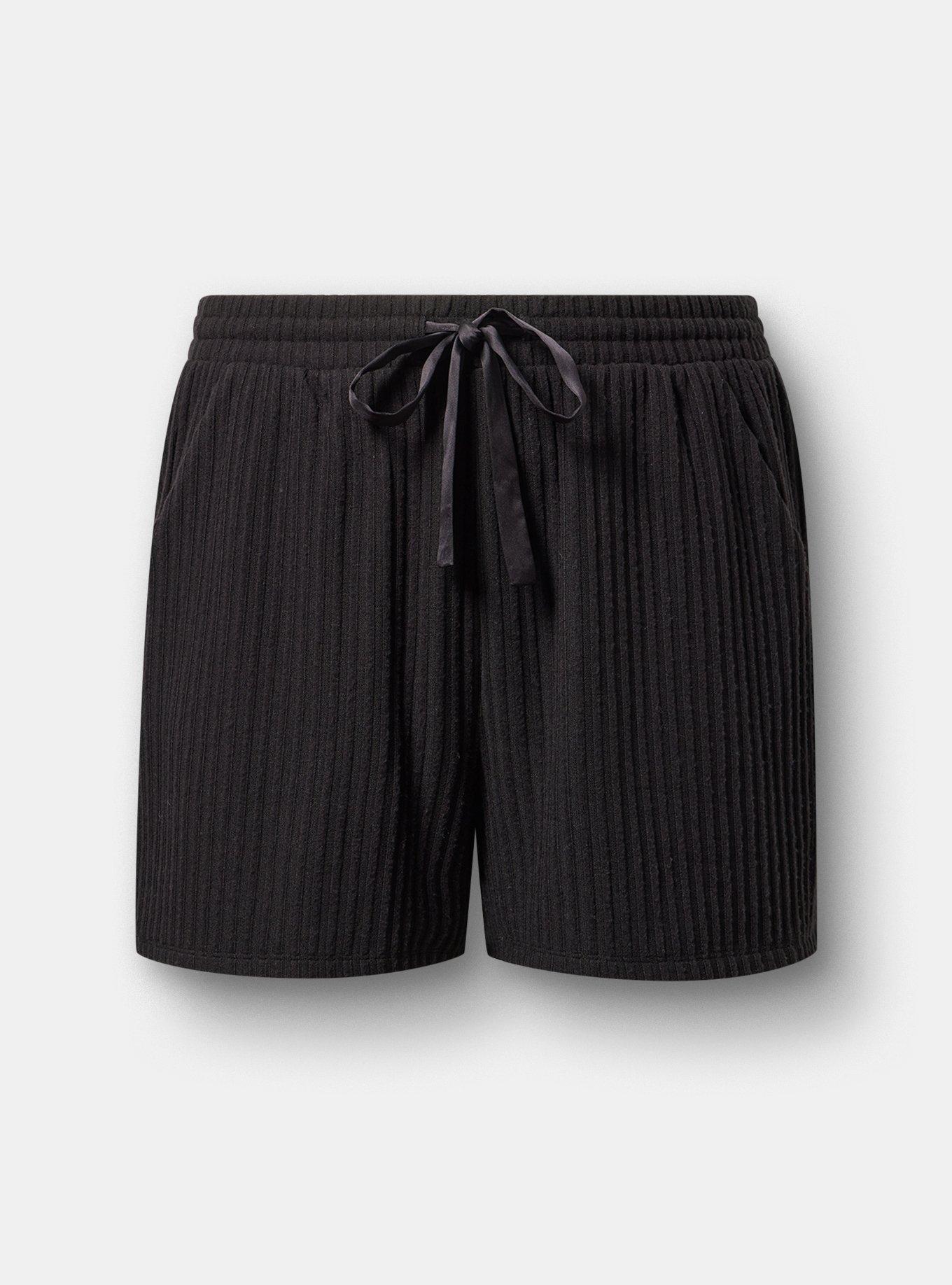 Super Soft Plush Rib Lounge Short, DEEP BLACK, hi-res