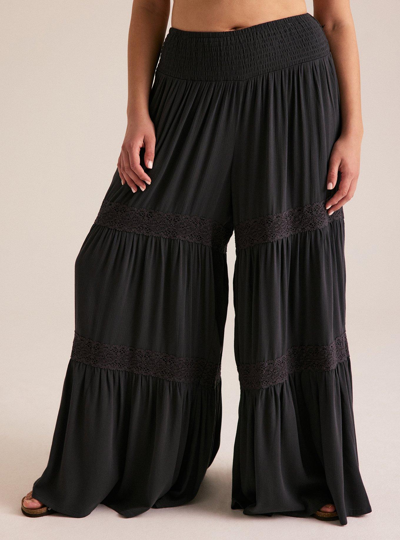 Festi Smocked Waist Tiered Wide-Leg Pants, PHANTOM, alternate