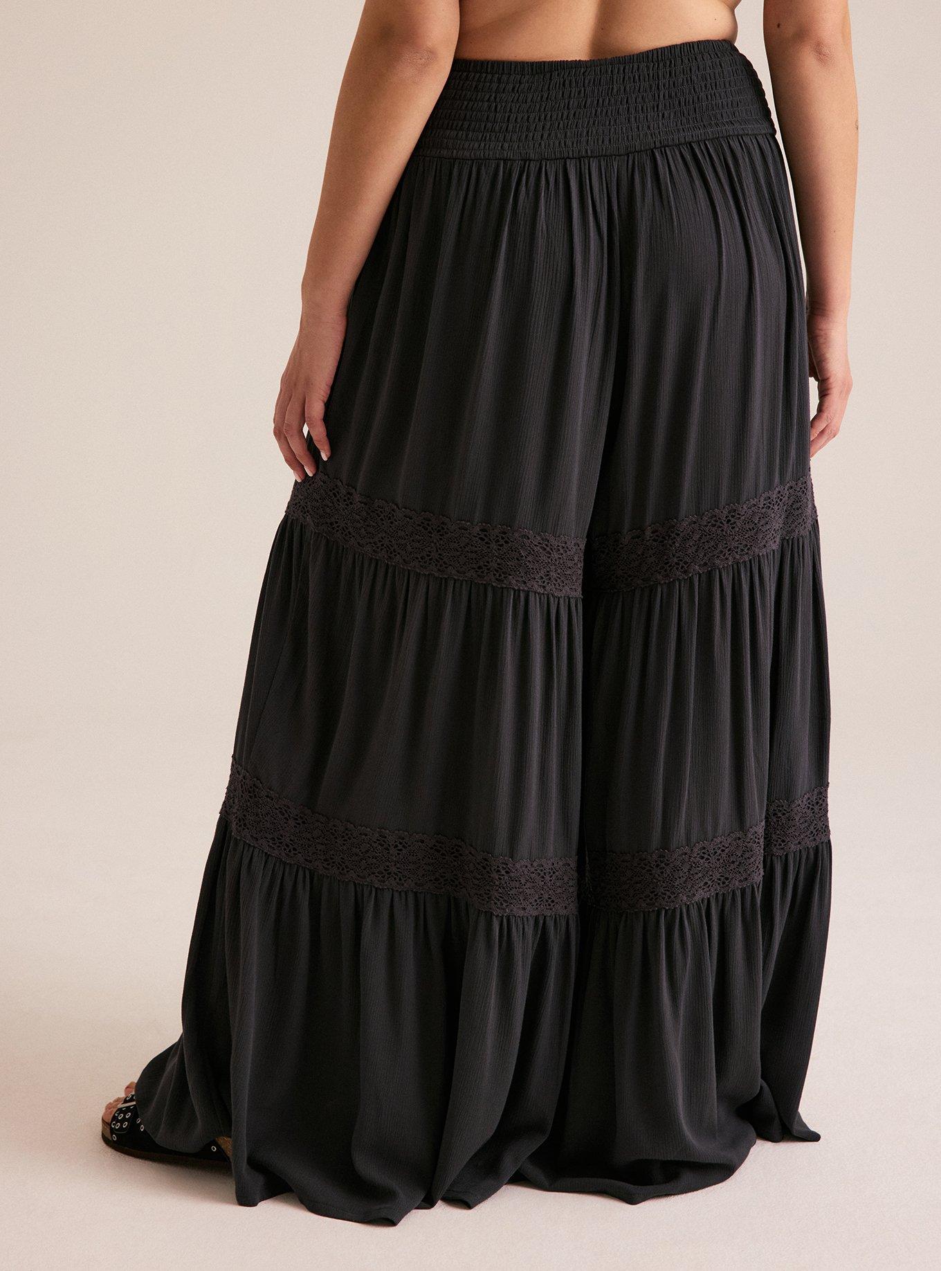 Festi Smocked Waist Tiered Wide-Leg Pants, PHANTOM, alternate