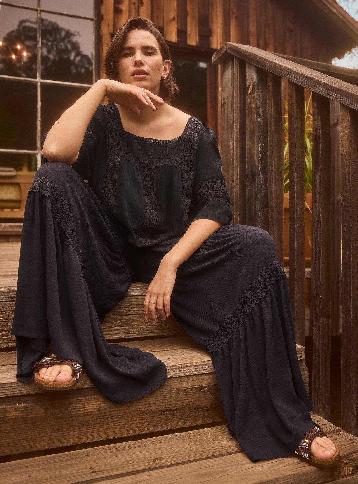 Festi Smocked Waist Tiered Wide-Leg Pants, PHANTOM, alternate