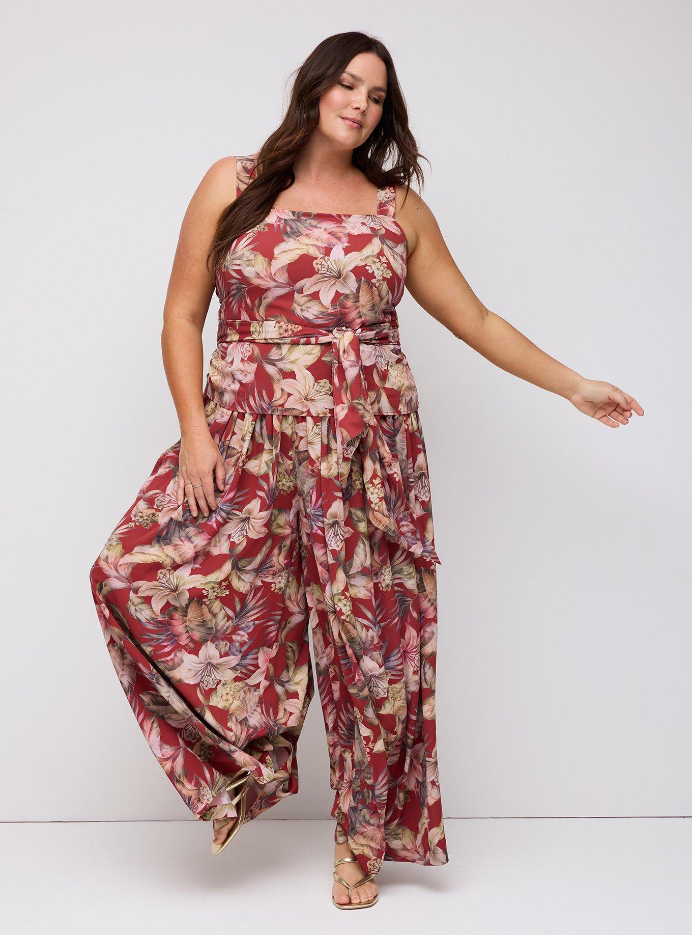 Studio Wide Leg Pant, CANAL TROPICAL BURGUNDY, hi-res