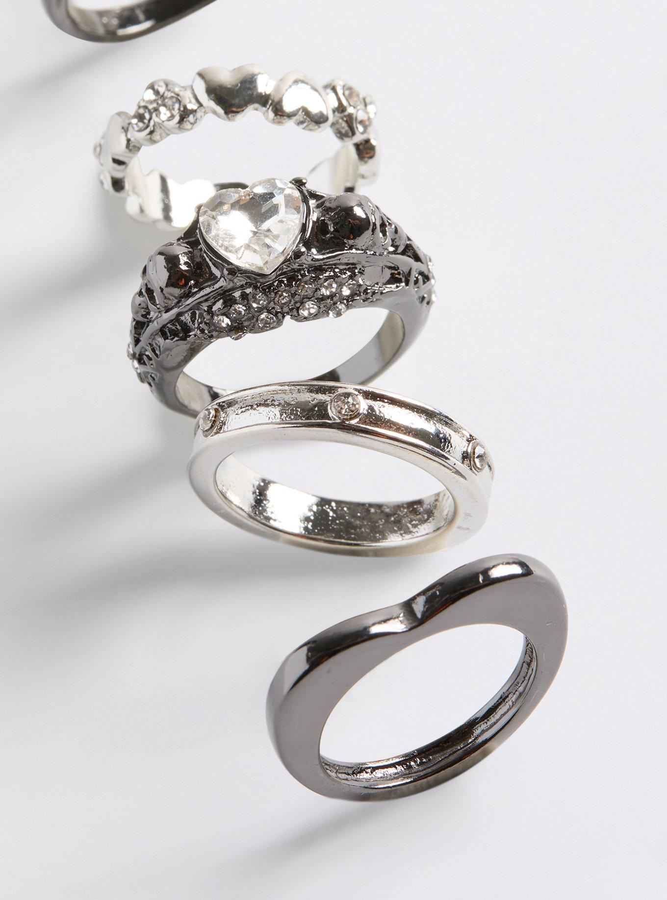 Heart Rhinestone Ring Set