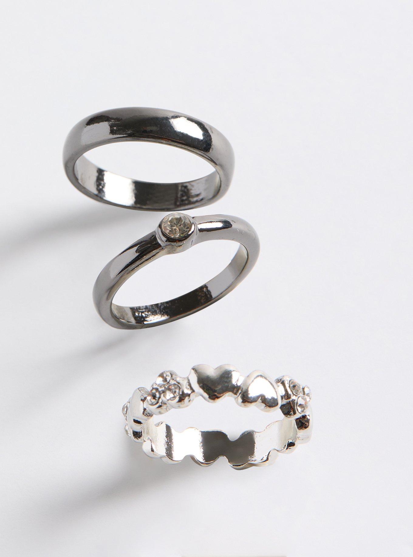 Heart Rhinestone Ring Set