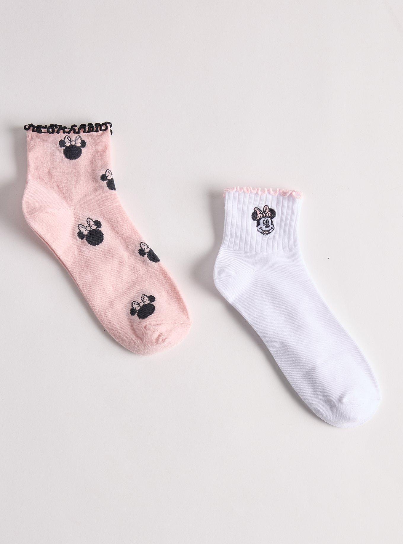 Plus Size 2-Pack Mickey & Minnie Ruffle Ankle Sock, MULTI, hi-res