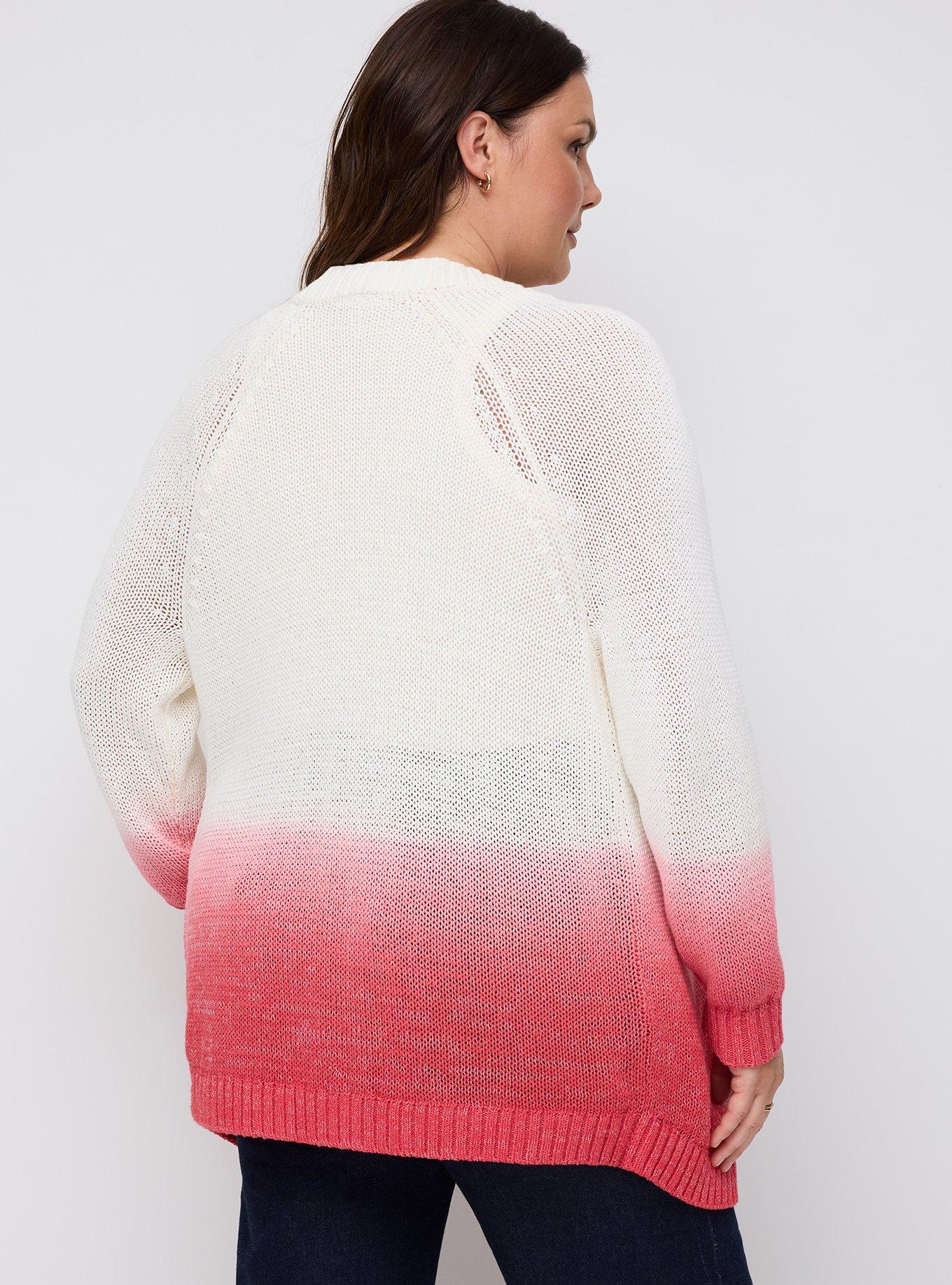 Studio Ombre Boyfriend Cardigan, OMBRE WHISPER WHITE TOMATO PUREE, alternate