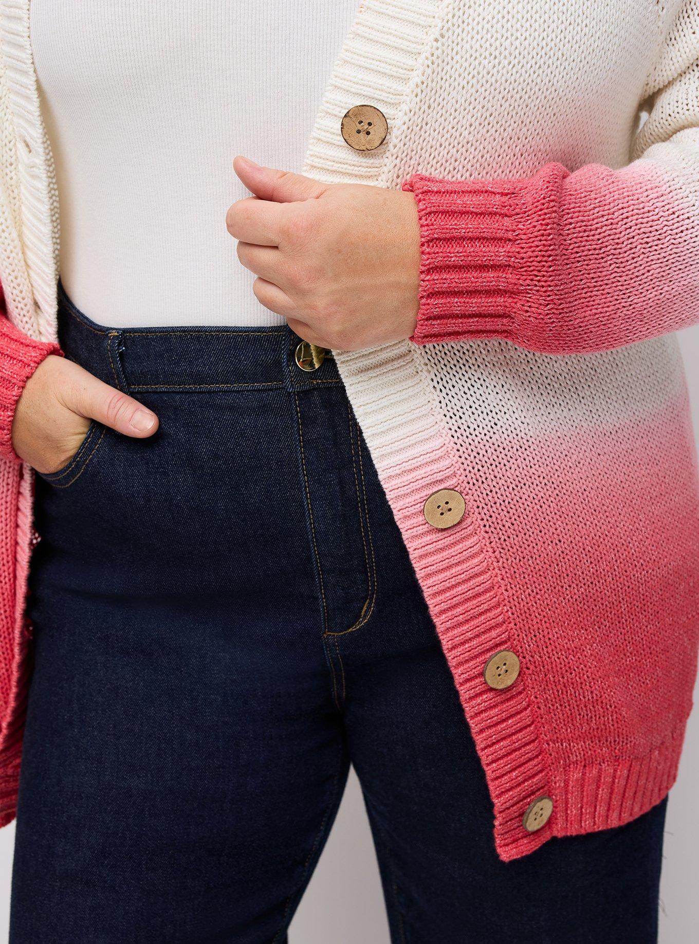 Studio Ombre Boyfriend Cardigan, OMBRE WHISPER WHITE TOMATO PUREE, alternate