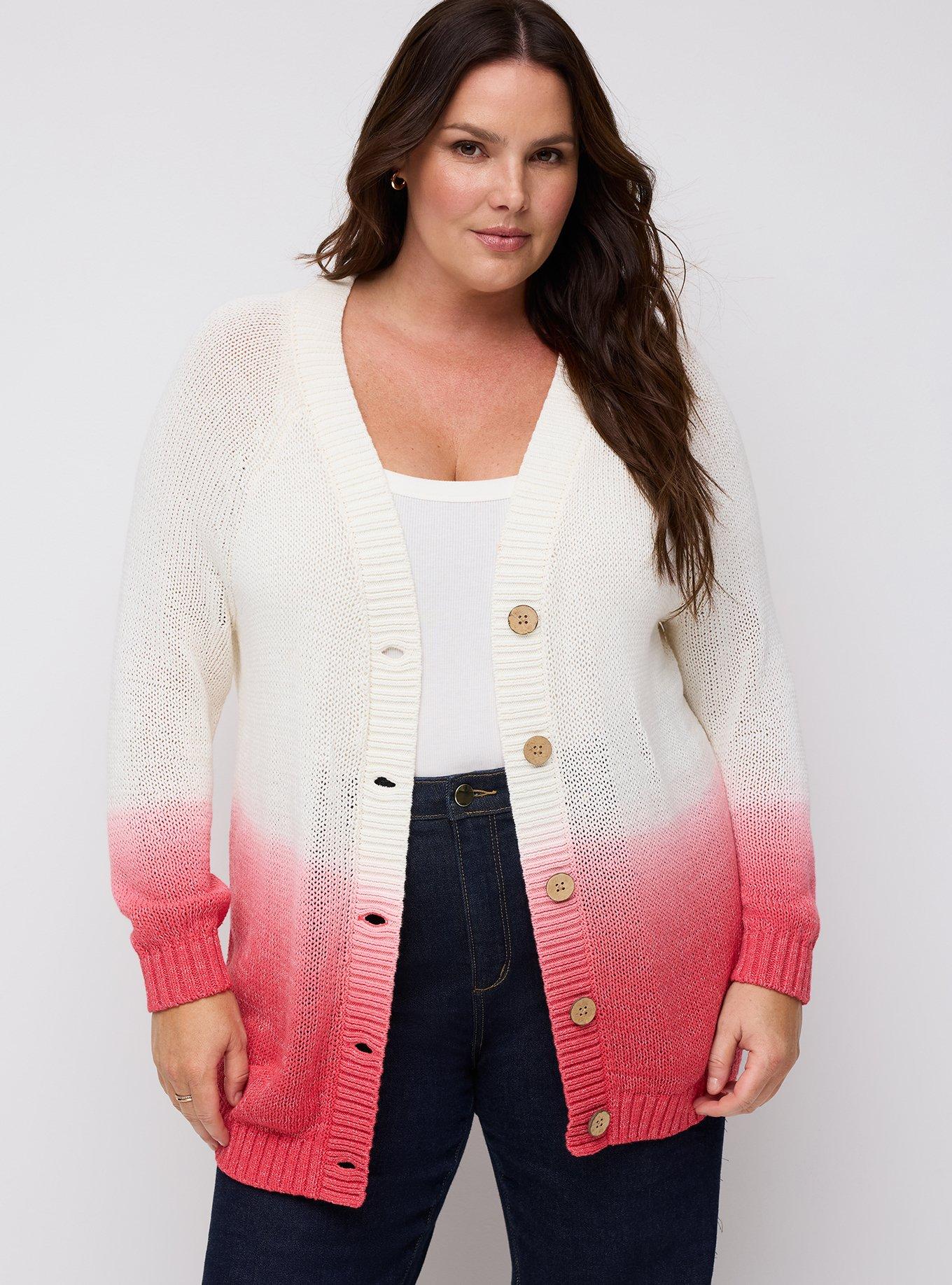 Studio Oversized Cardigan, OMBRE WHISPER WHITE TOMATO PUREE, hi-res