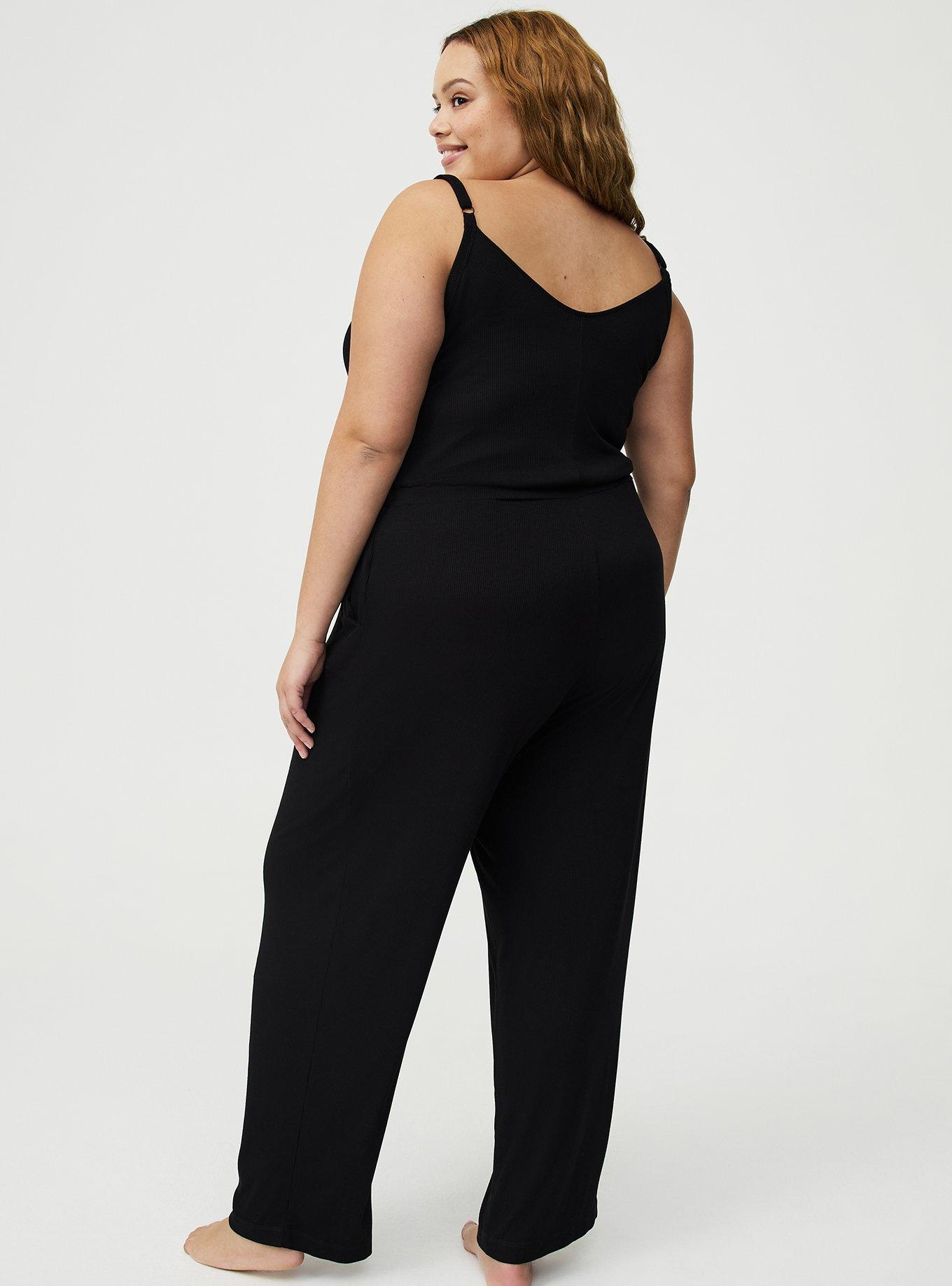 Super Soft Plush Rib Jumpsuit, DEEP BLACK, alternate