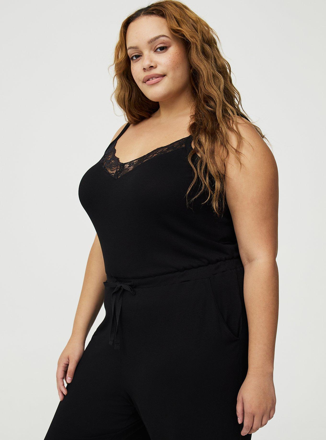 Super Soft Plush Rib Jumpsuit, DEEP BLACK, alternate
