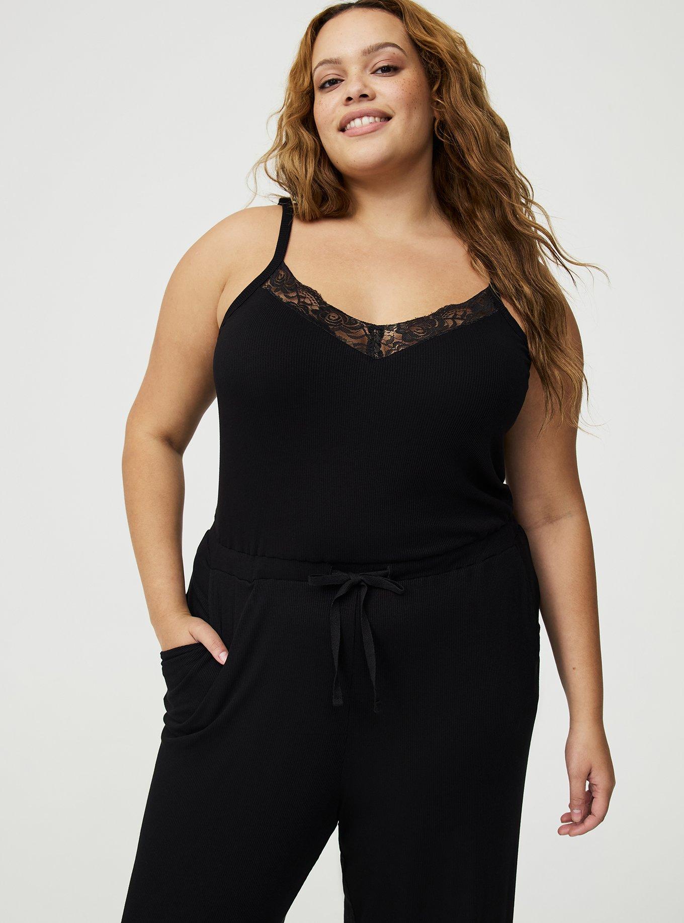 Super Soft Plush Rib Jumpsuit, DEEP BLACK, alternate