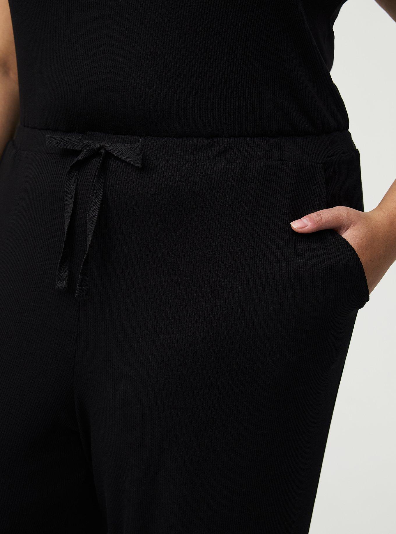 Super Soft Plush Rib Jumpsuit, DEEP BLACK, alternate