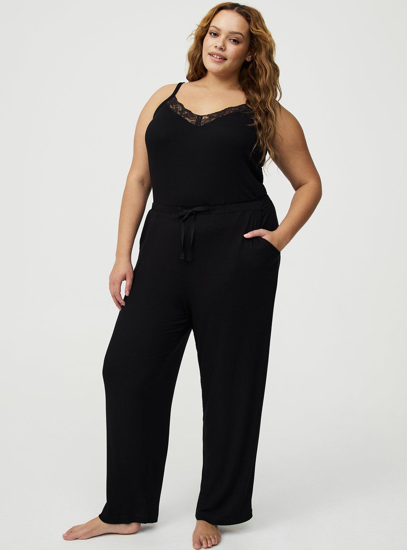 Super Soft Plush Rib Jumpsuit, DEEP BLACK, hi-res