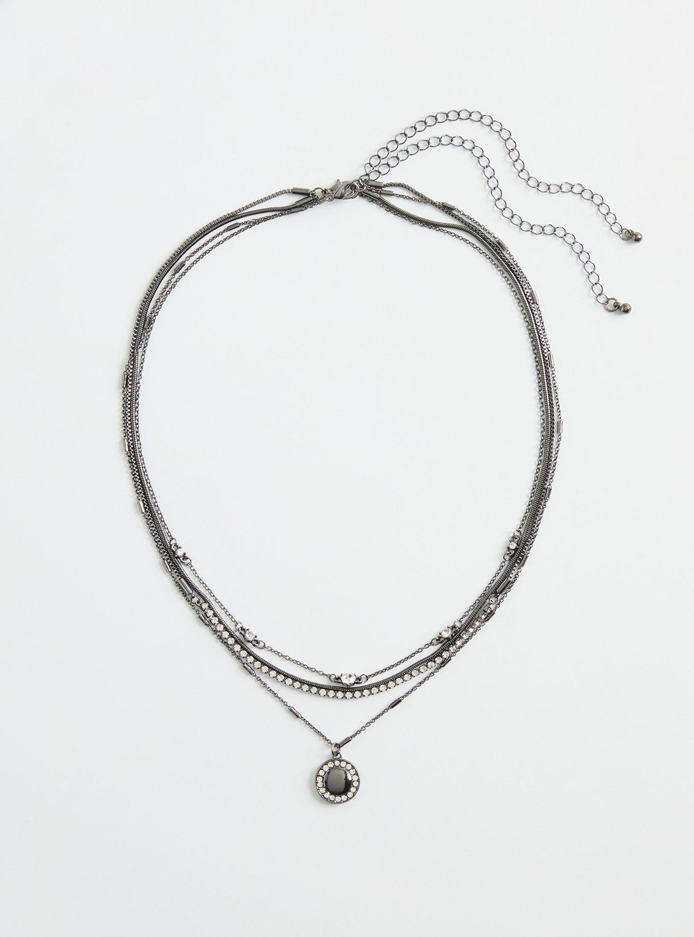 Pave Disc Layered Necklace