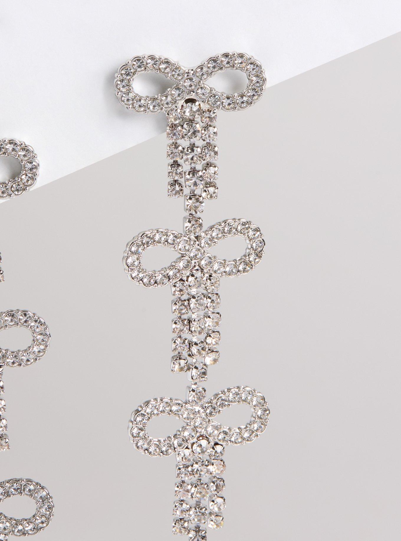 Pave Bow Linear Earring