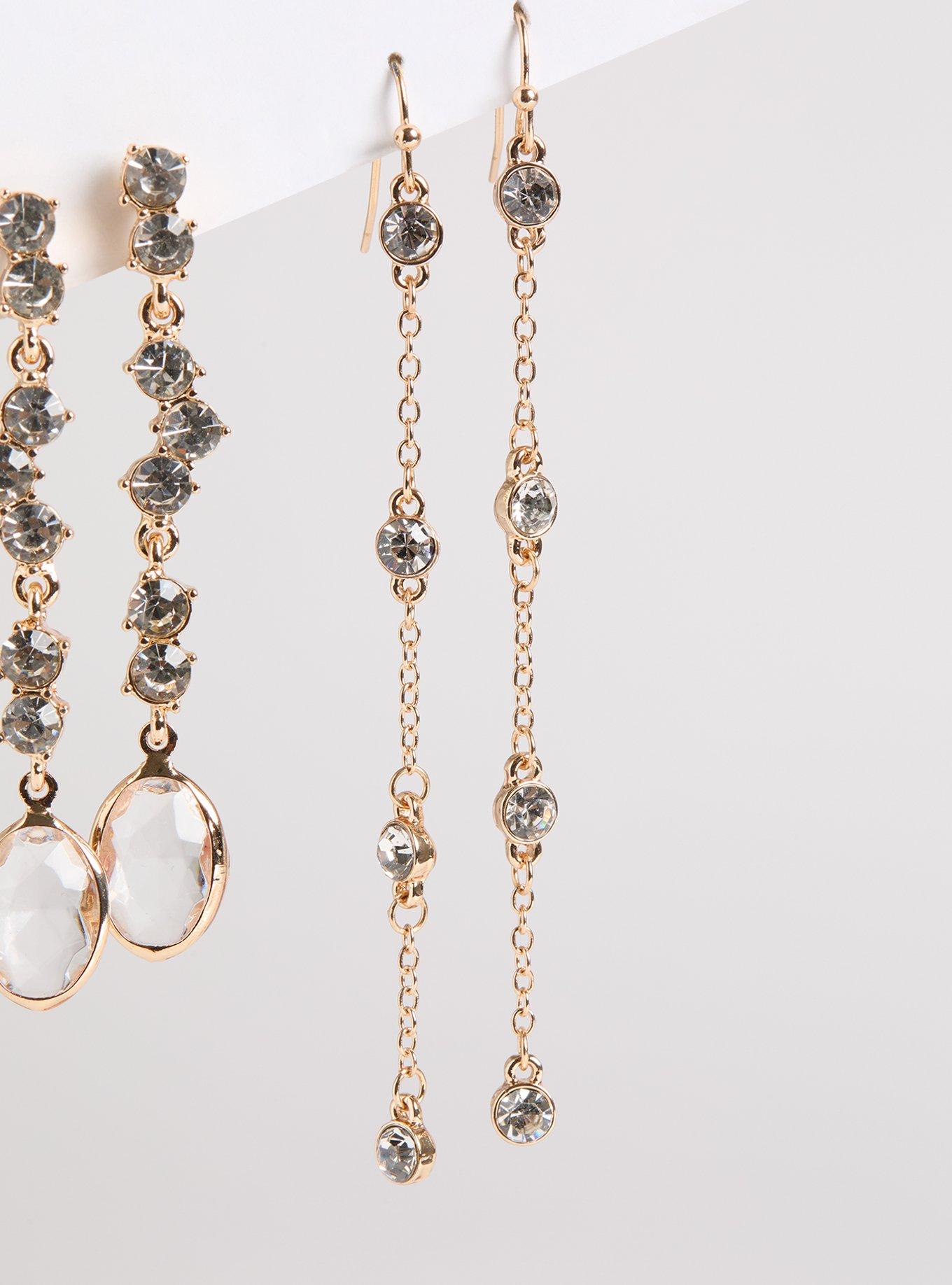 Rhinestone Linear Earring Set