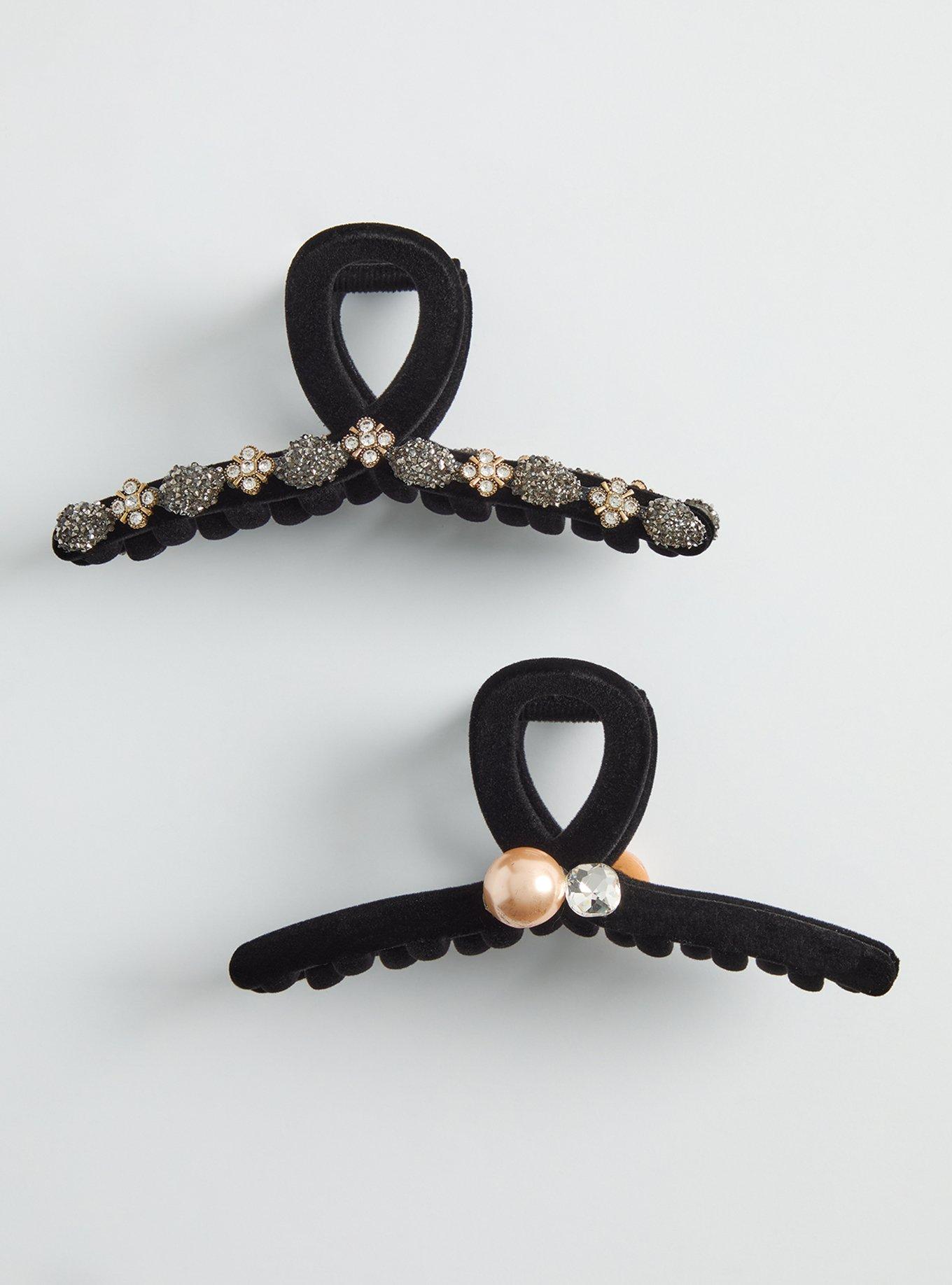 Velvet Bejeweled Clip Set, , hi-res